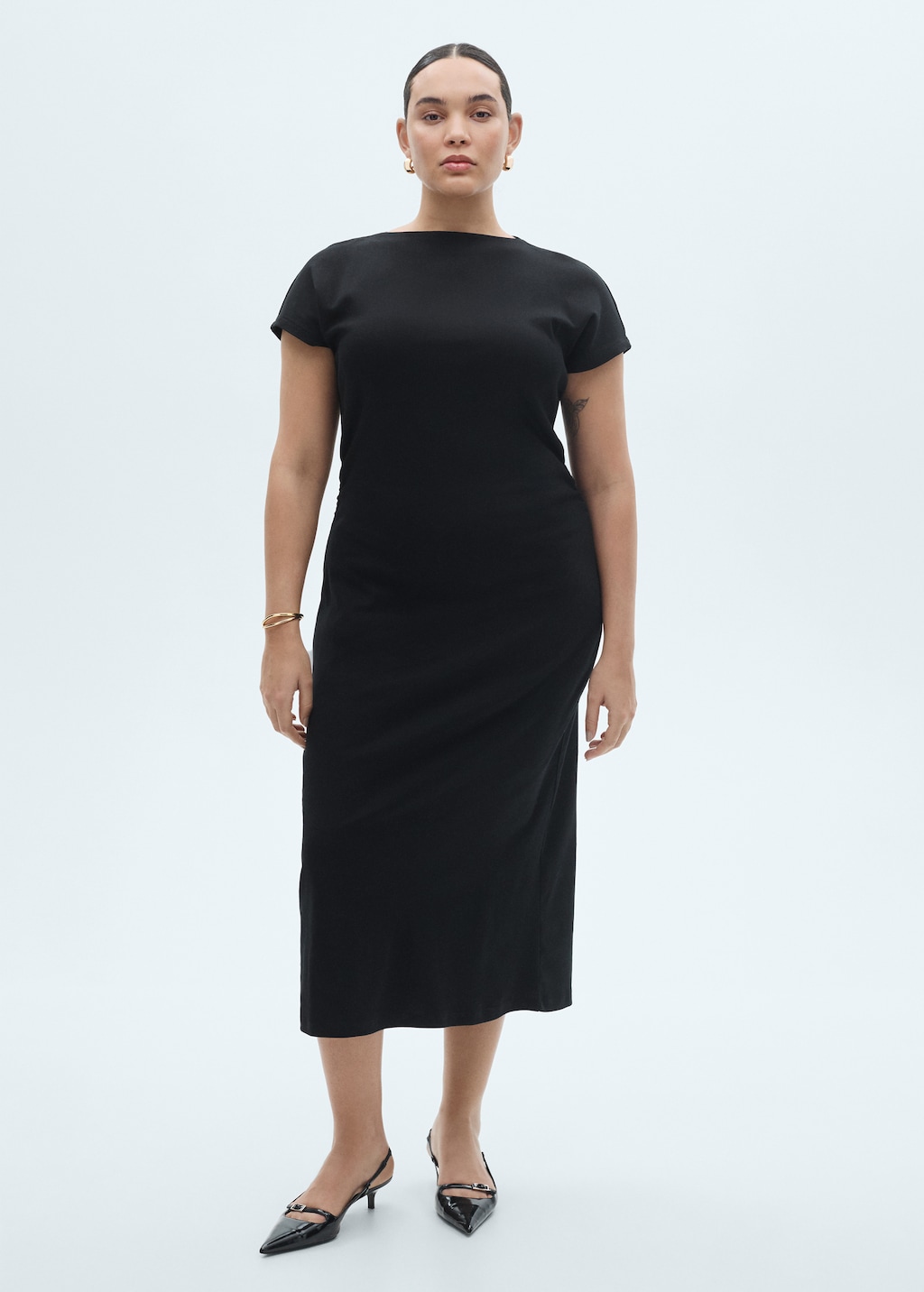 Midi-dress with draped detail