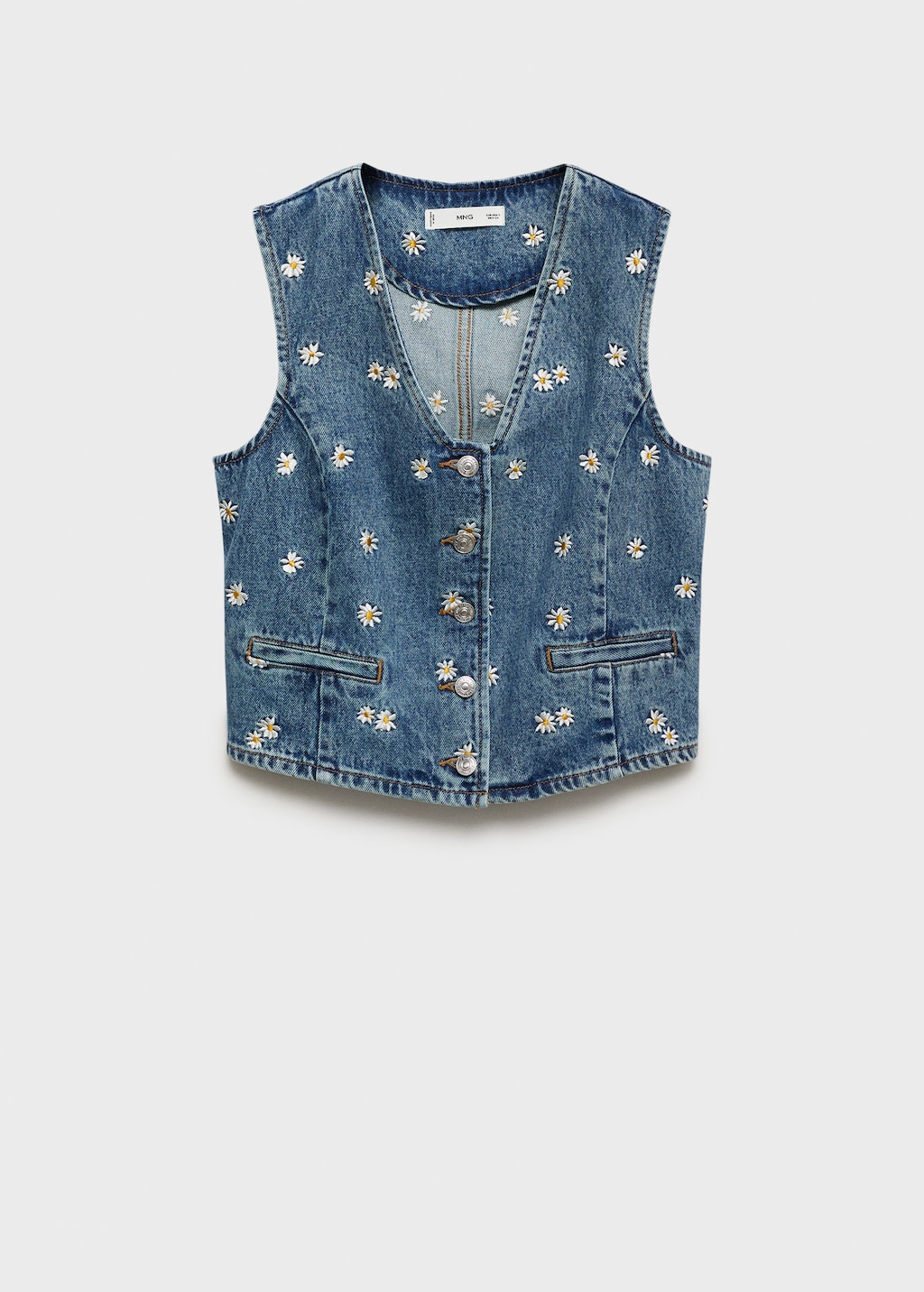 Flower-embroidered cropped vest - Women | MANGO USA