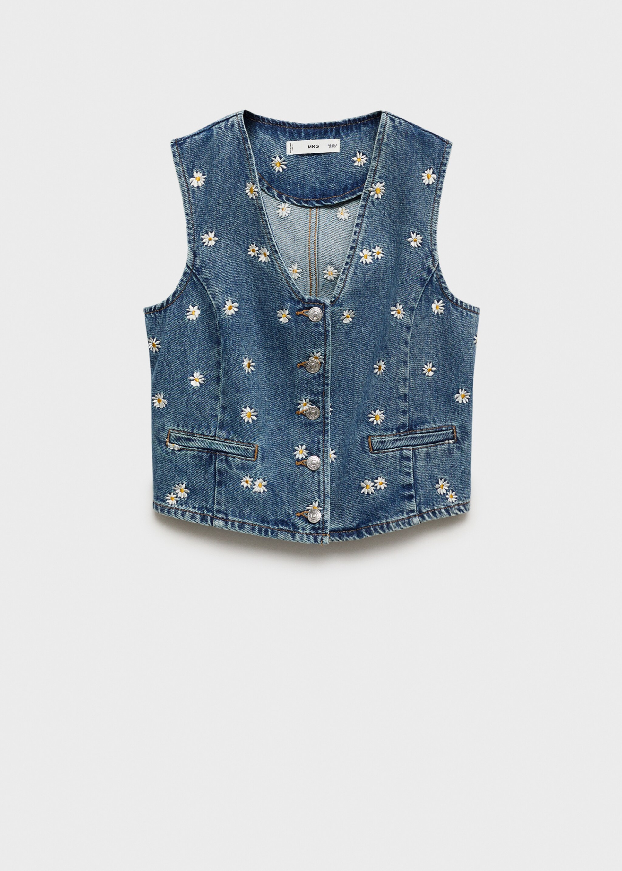 Flower-embroidered cropped waistcoat - Article without model
