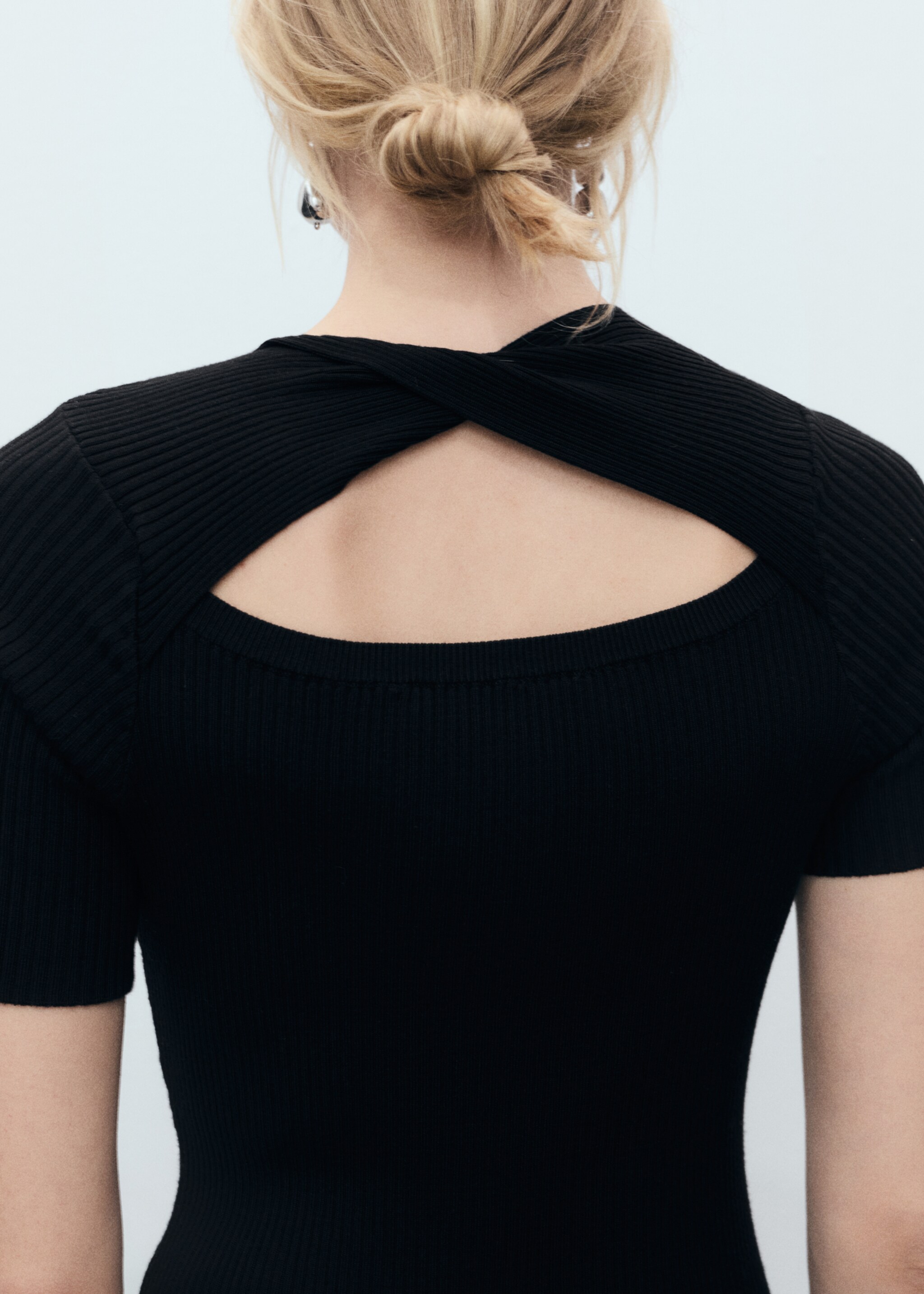 Vestido midi canalé escote abertura - Detalle del artículo 6