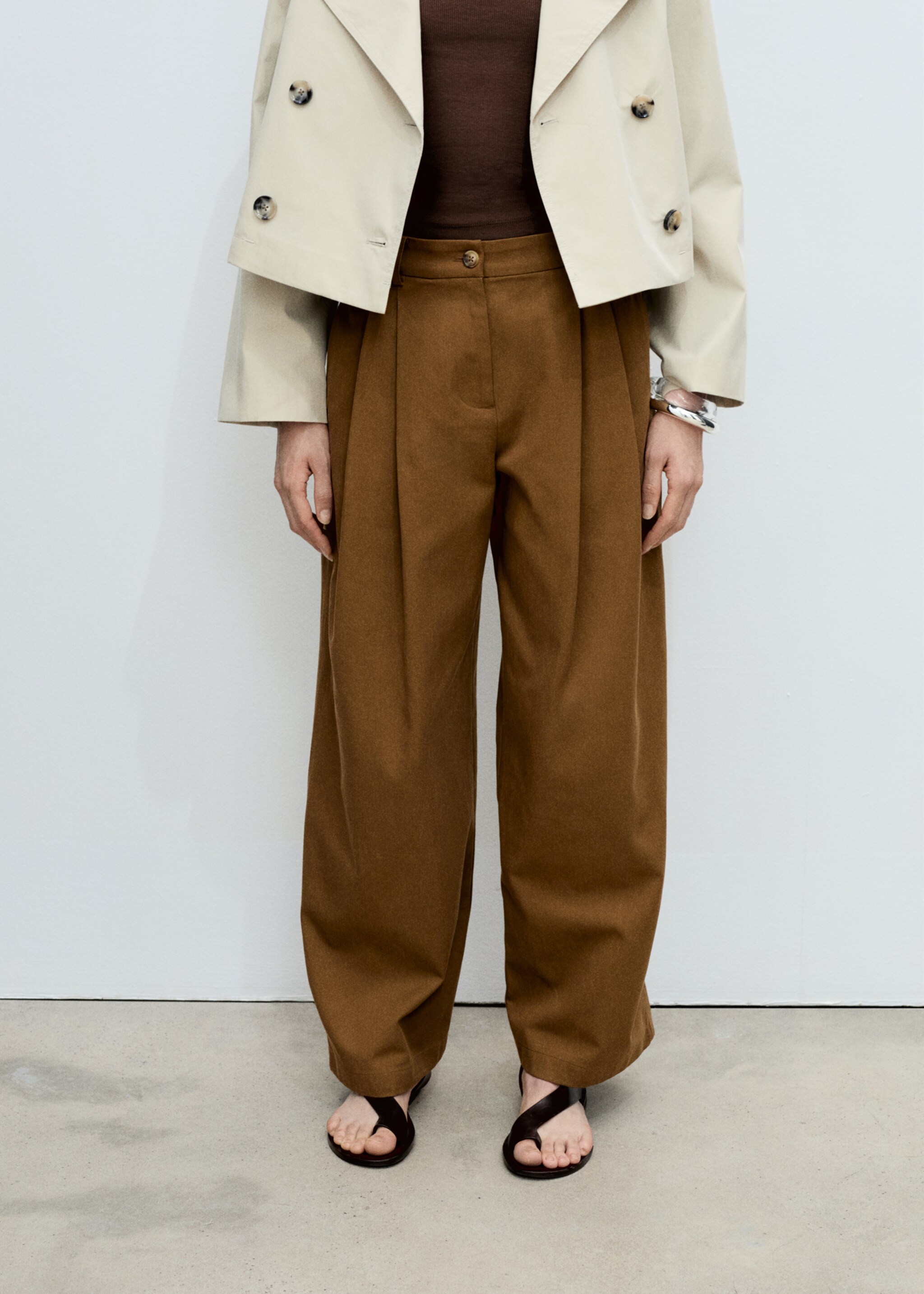 Wide-leg trousers in cotton and lyocell blend - Medium plane