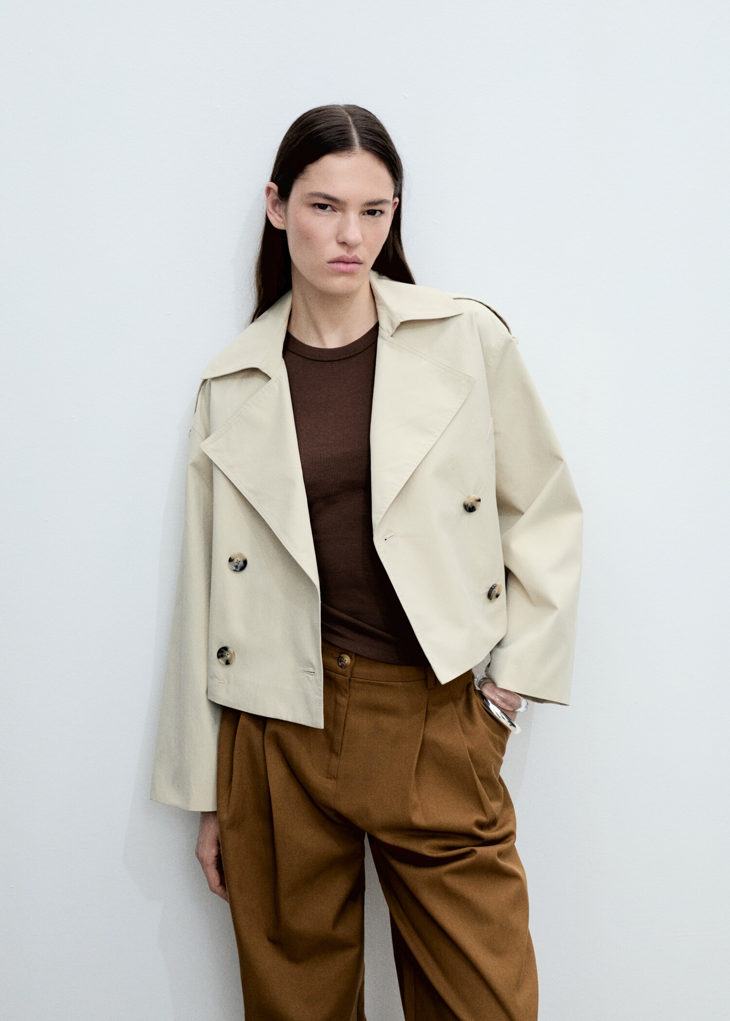 Wide-leg trousers in cotton and lyocell blend - Details of the article 1