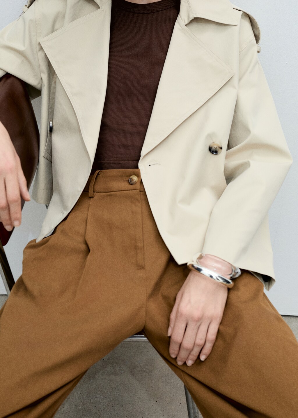 Mango Wide-leg pants in cotton and lyocell blend