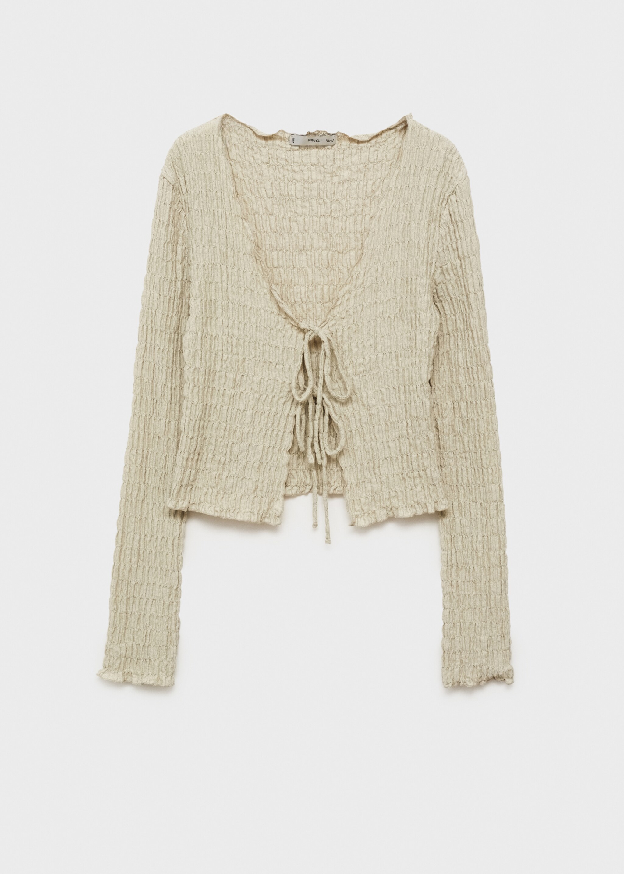 Cotton textured cardigan with bows - Article without model