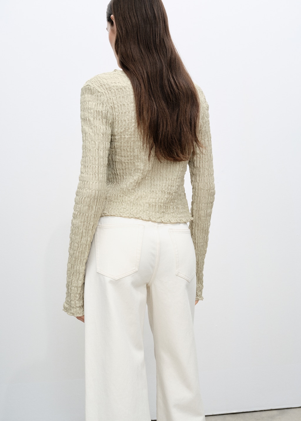 Cotton textured cardigan with bows - image 3
