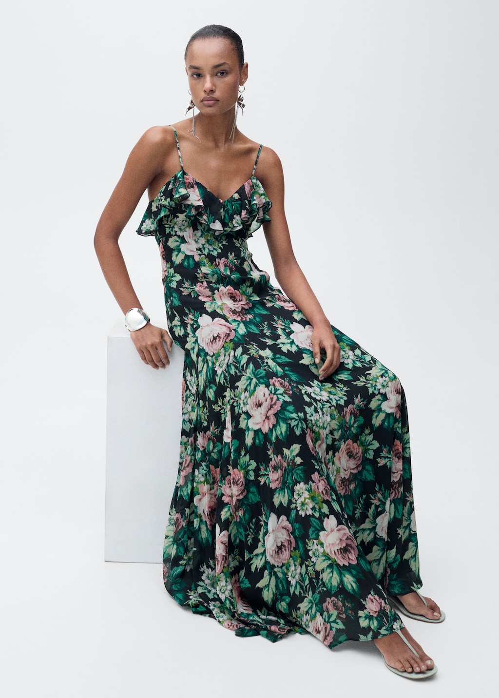 Ruffled floral print dress - Women | MANGO USA