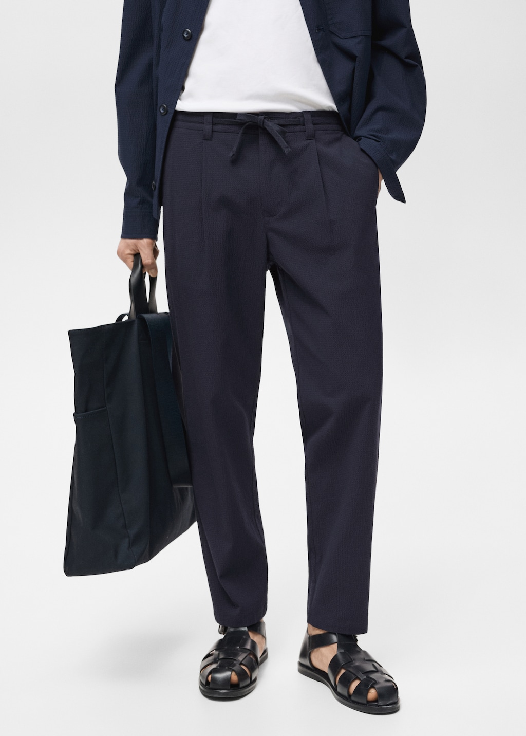 Seersucker cotton trousers - Men | MANGO USA Seersucker cotton trousers - Men | MANGO USA