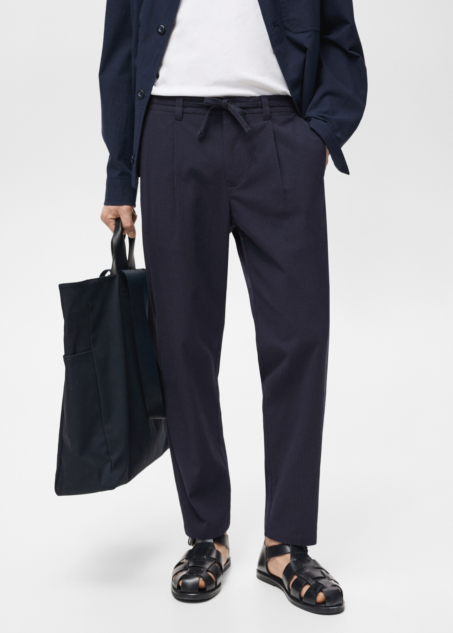 Pantalon coton seersucker - Plan moyen