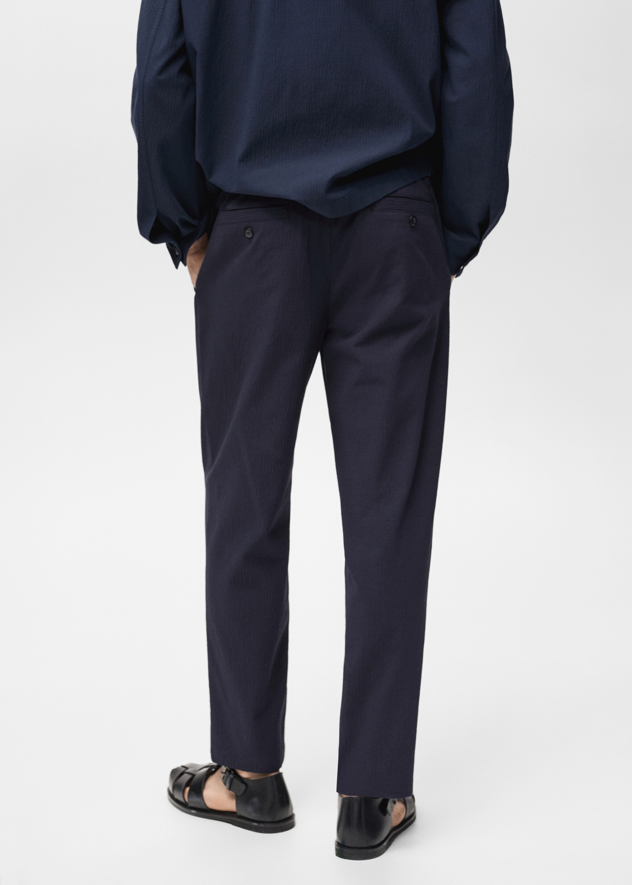 Seersucker cotton trousers - Reverse of the article