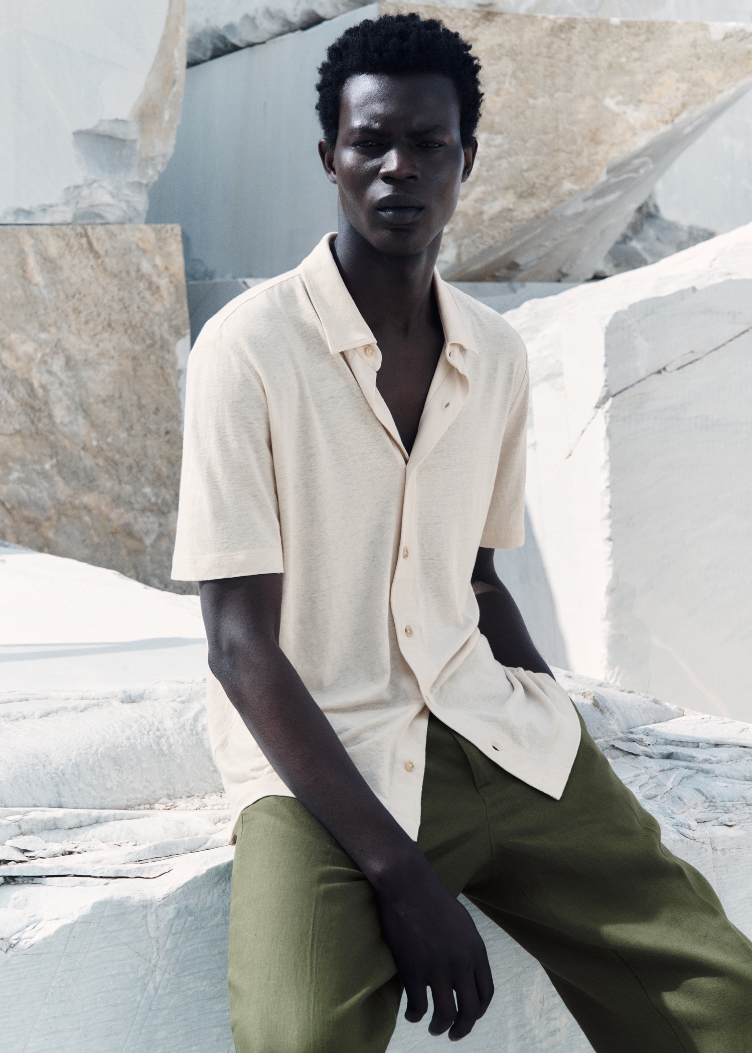 Collo Coreana Camicia Bianca Senza Collo Camicia Uomo Camicia Lino