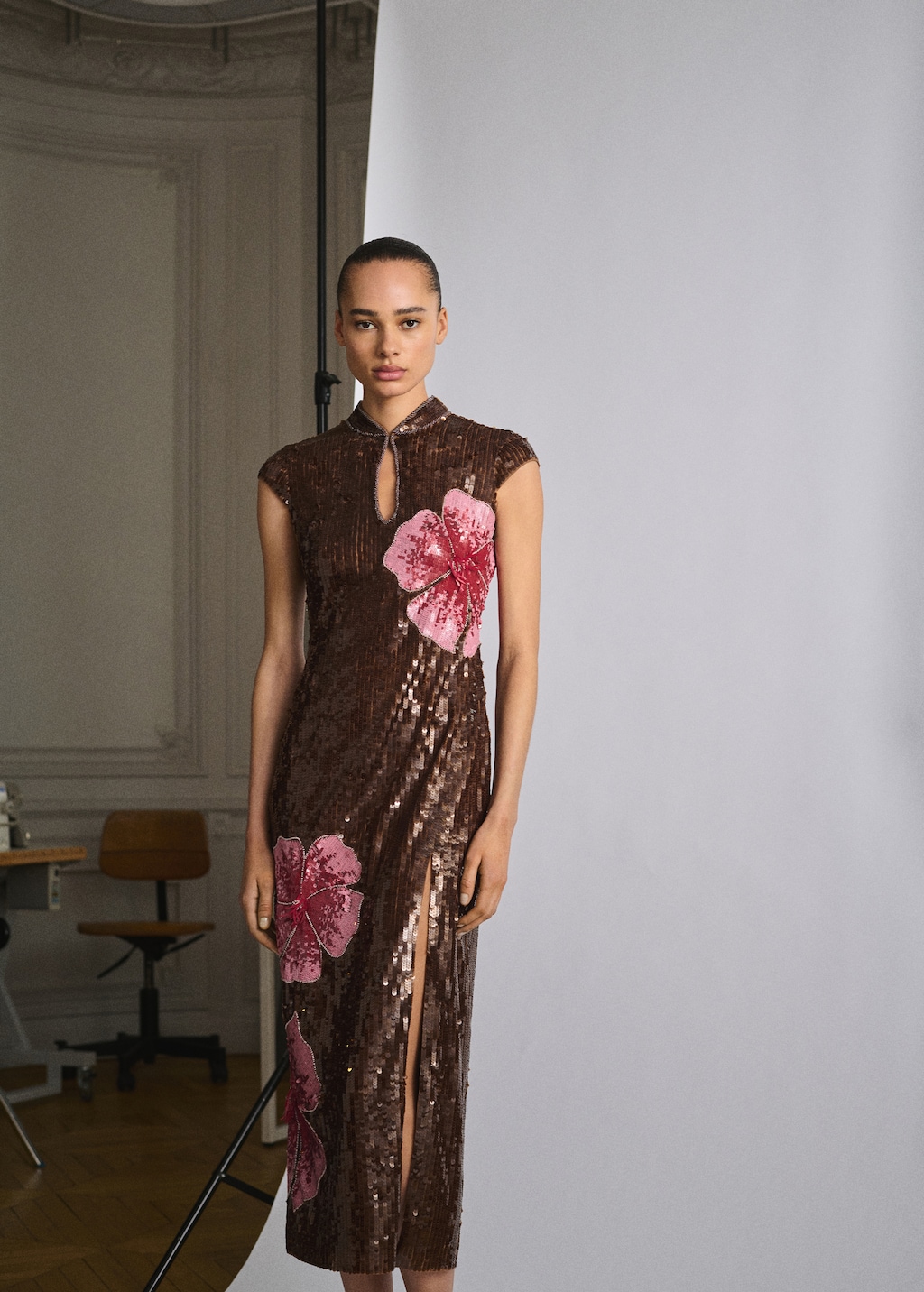 Mango Dress with sequinned flower design
