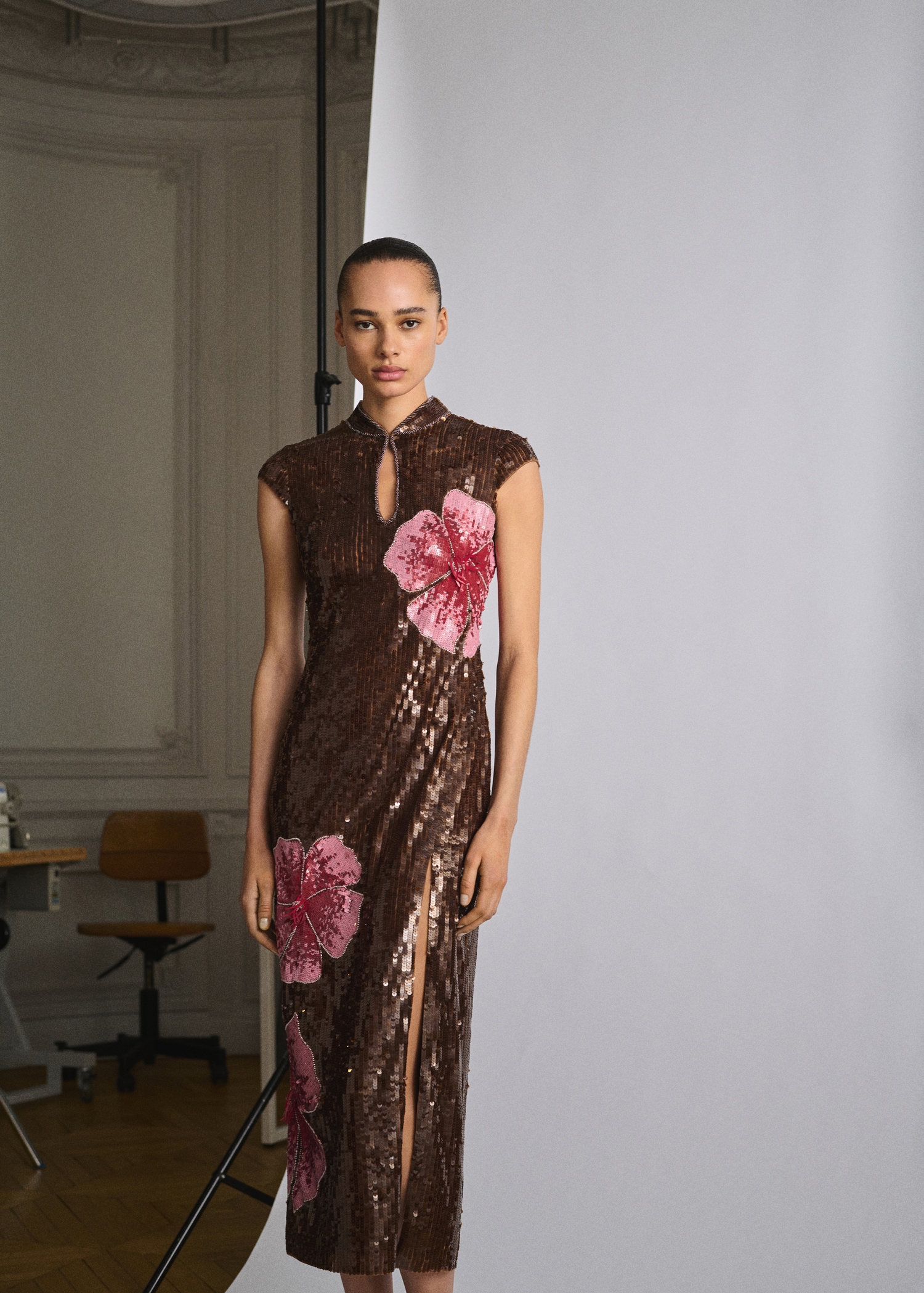 Vestido Lentejuelas Ropa De Fiesta Mango Vestido Diseño Flores