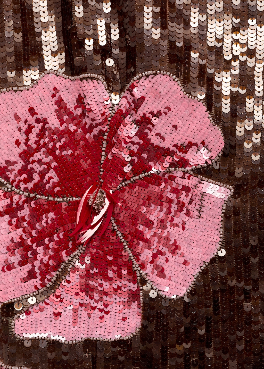 Dress with sequinned flower design