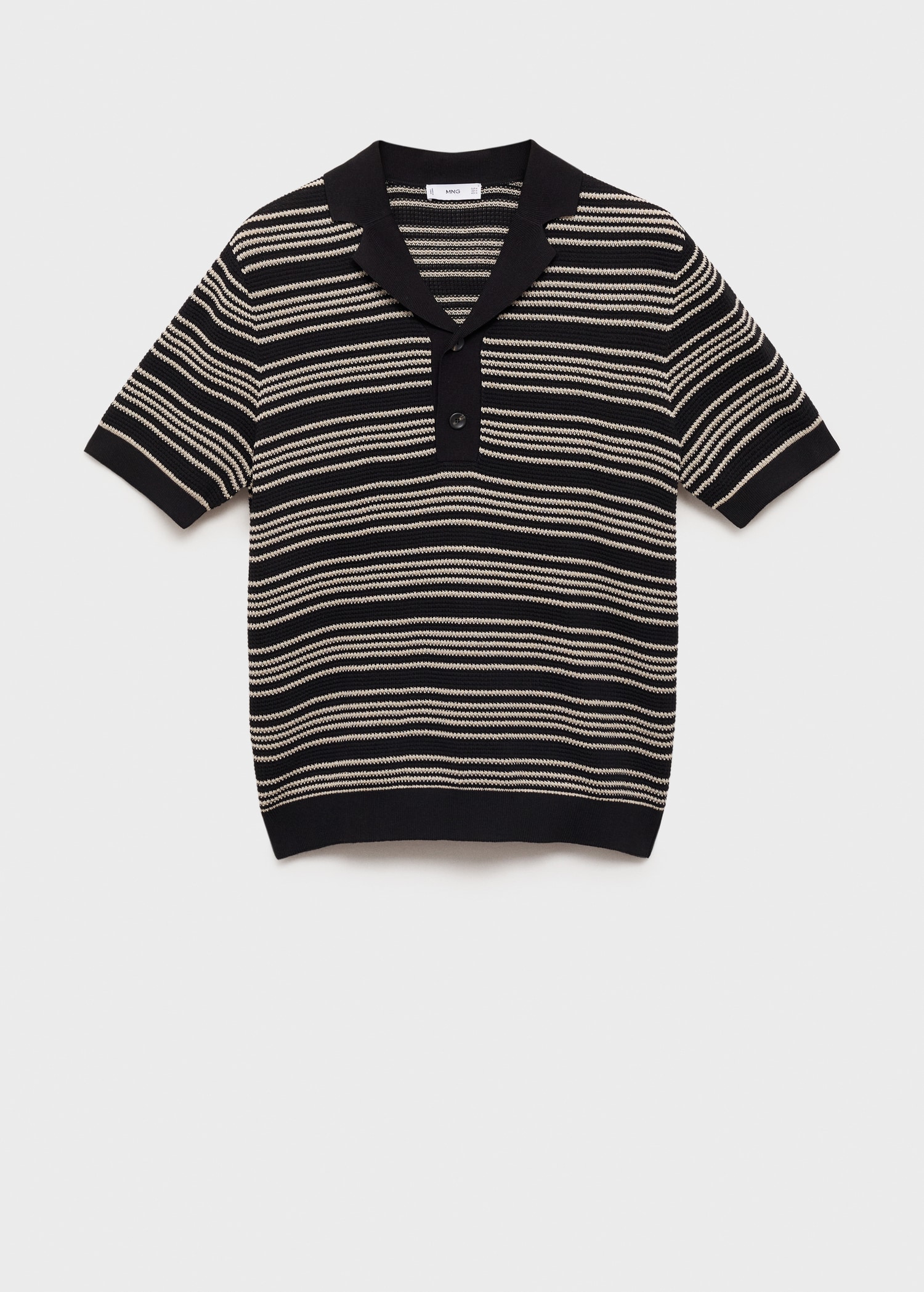 Striped braided knit polo shirt - Article without model