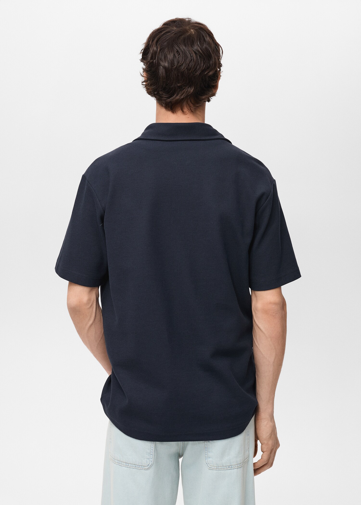 Structured polo shirt with zipper collar - Reverse of the article