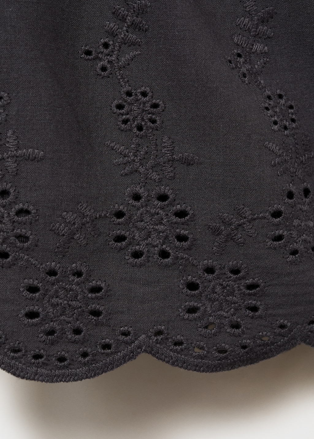 Swiss-embroidered ruffled skirt