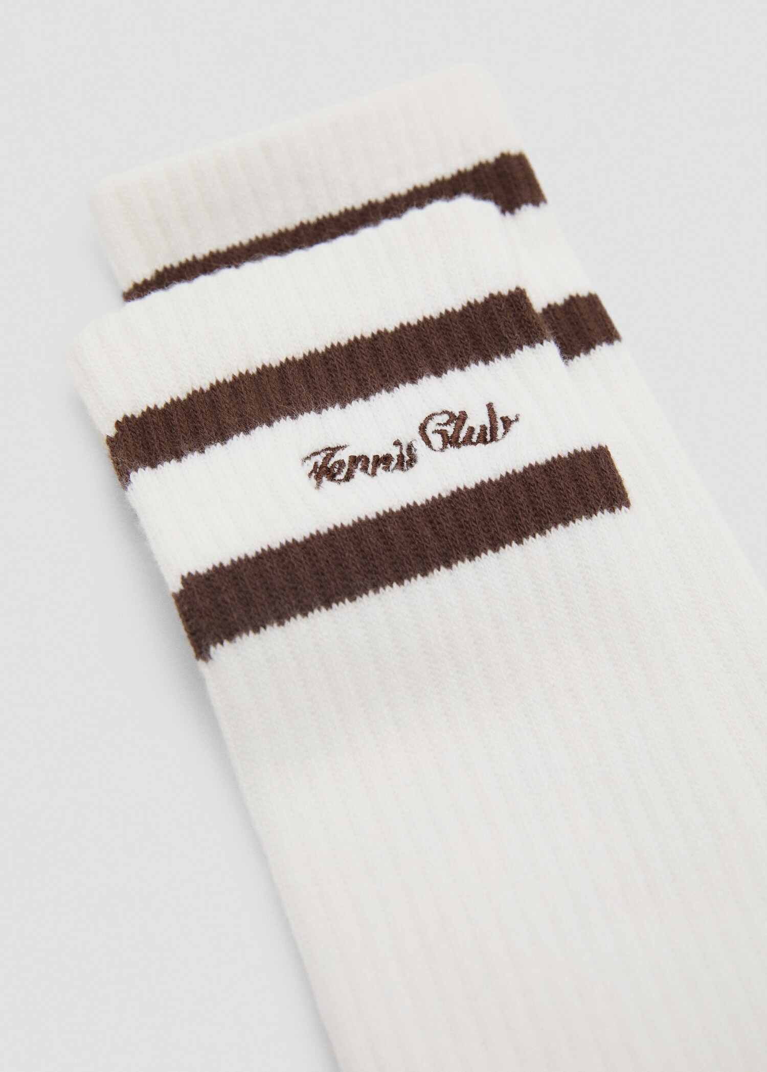 Chaussettes double rayure broderie - Plan moyen