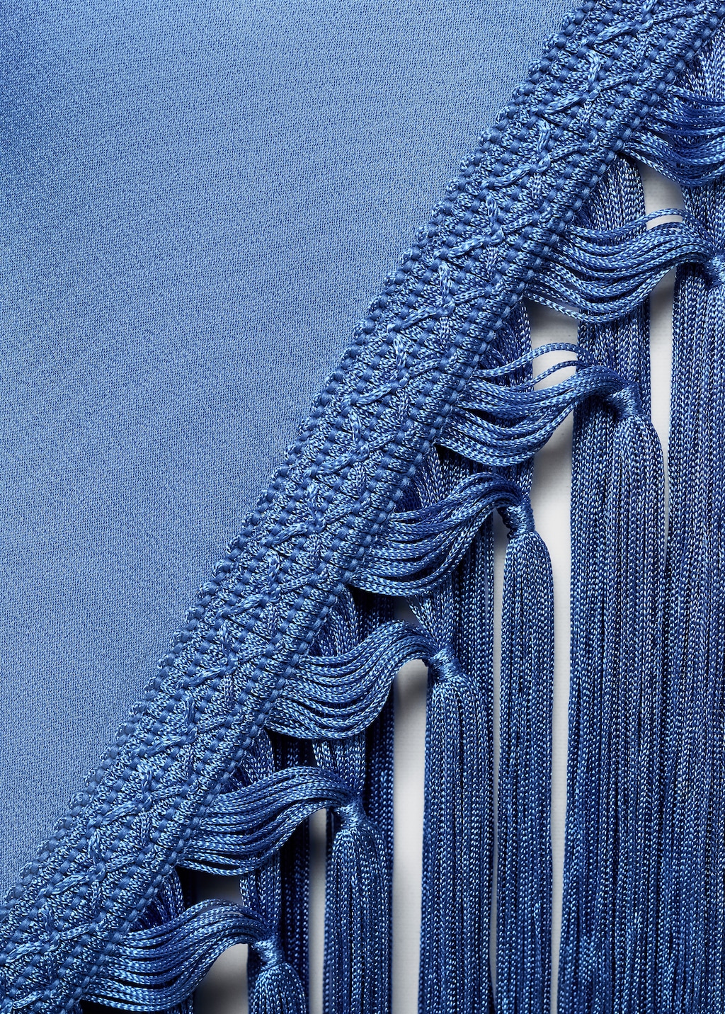 Asymmetrical satin dress with fringes