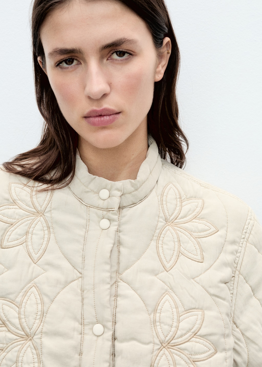 Floral-embroidered padded jacket - Women | MANGO USA Floral-embroidered padded jacket - Women | MANGO USA