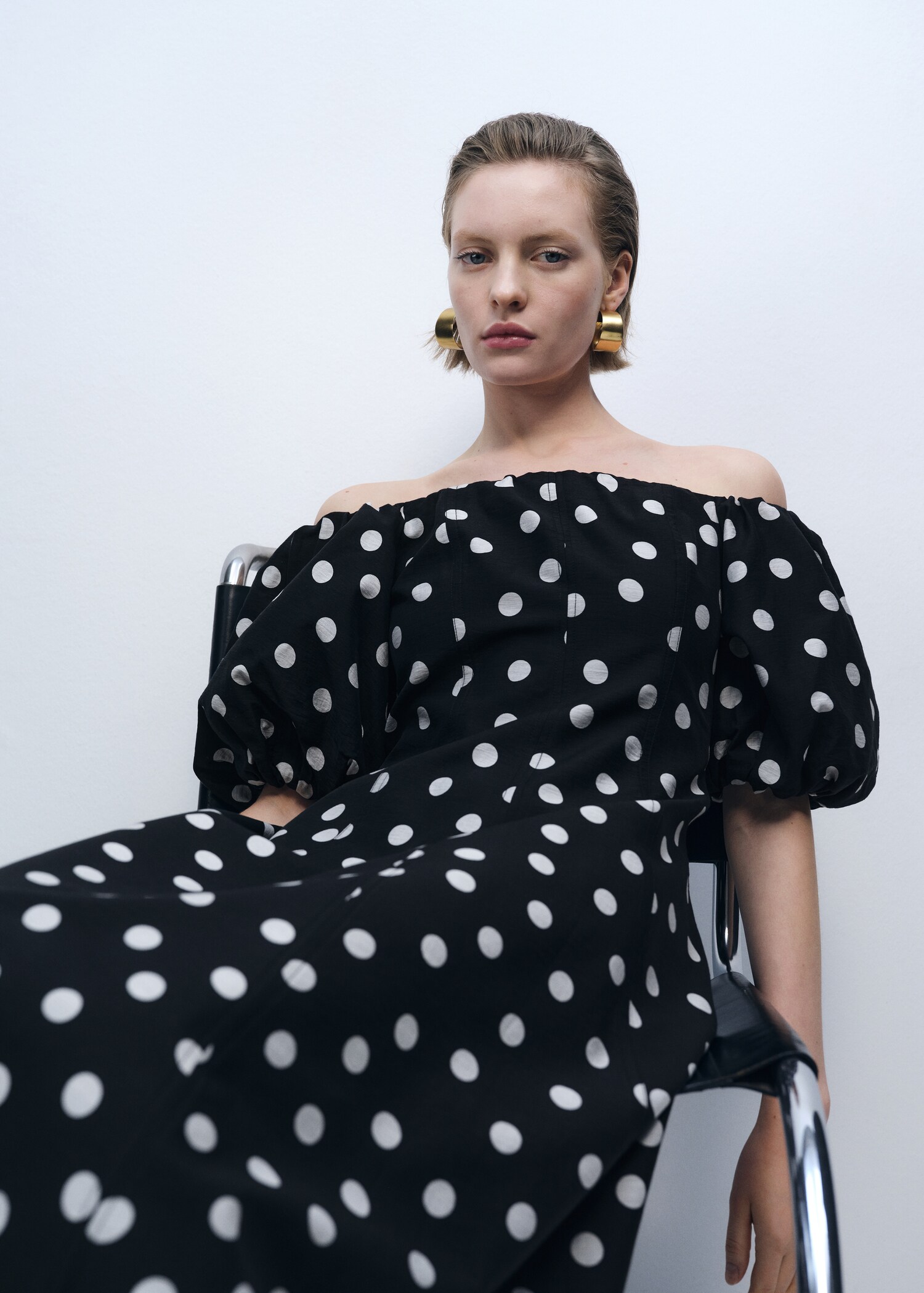 Strapless polka-dot dress - Details of the article 2