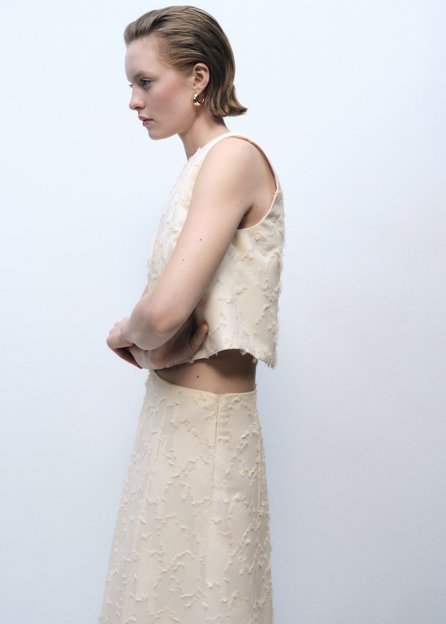 Textured flared skirt - Details of the article 1