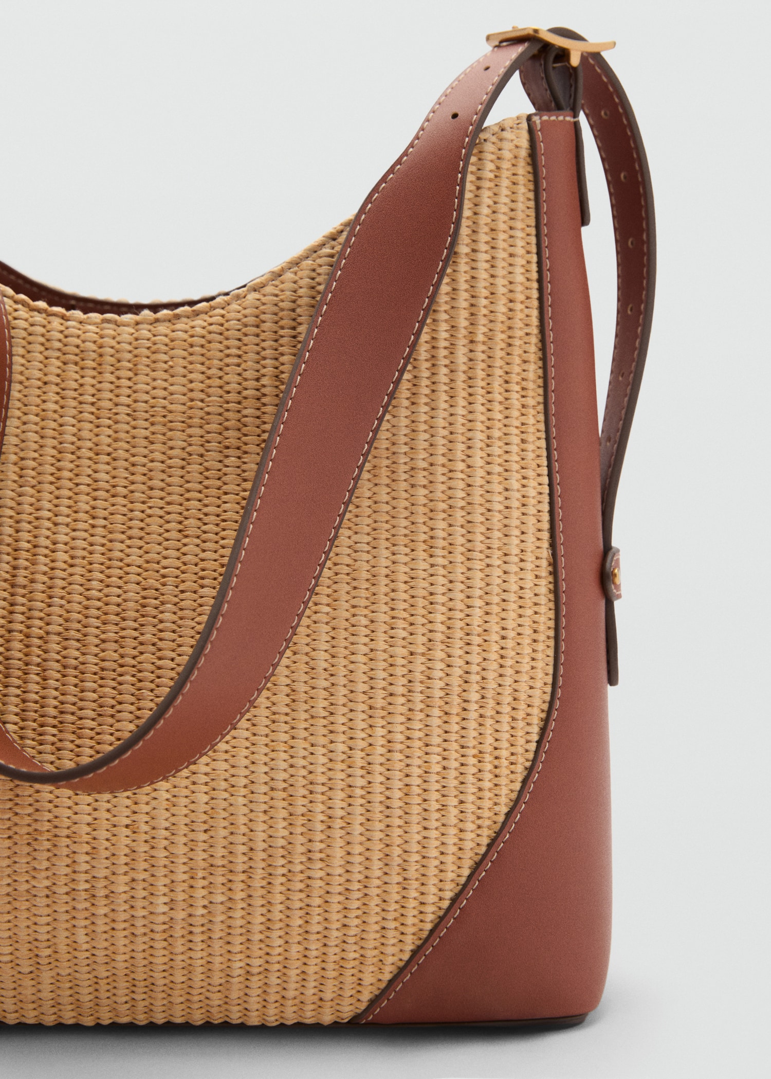 Schultertasche mit Raffiabast-Effek - Detail des Artikels 1