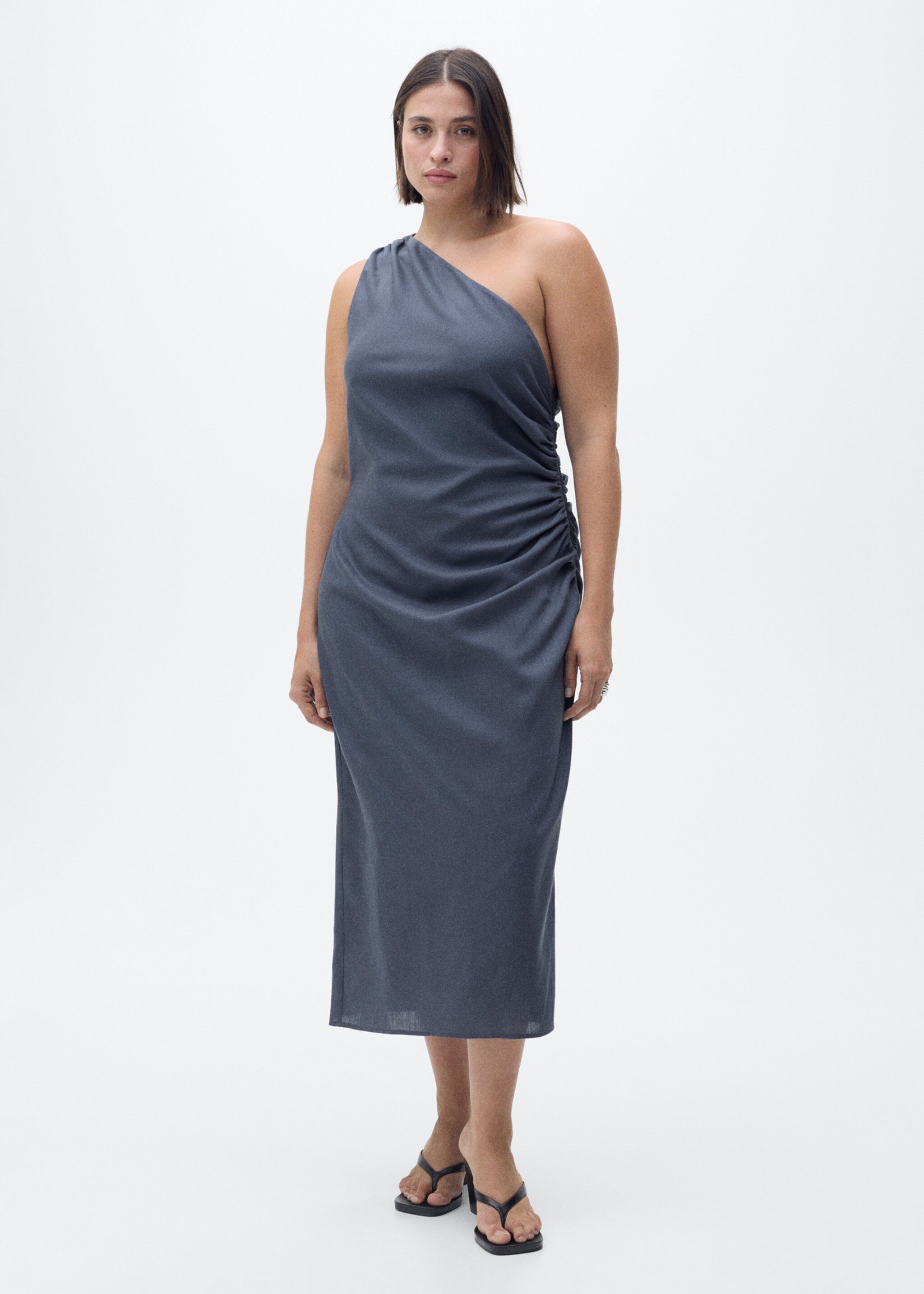 Asymmetrical dress with gathered details - Details of the article 3