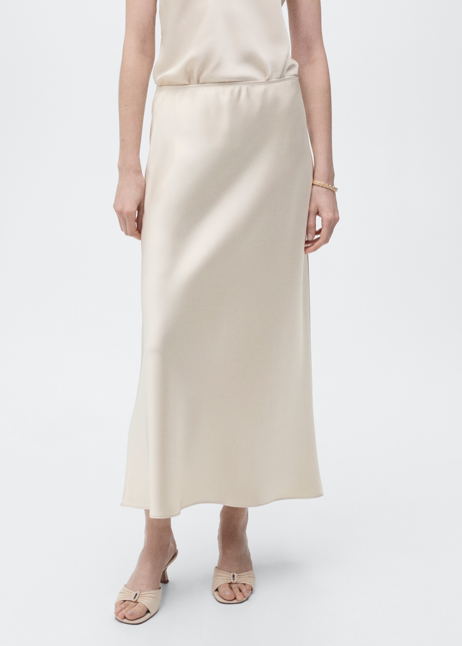 Midi satin skirt - Medium plane