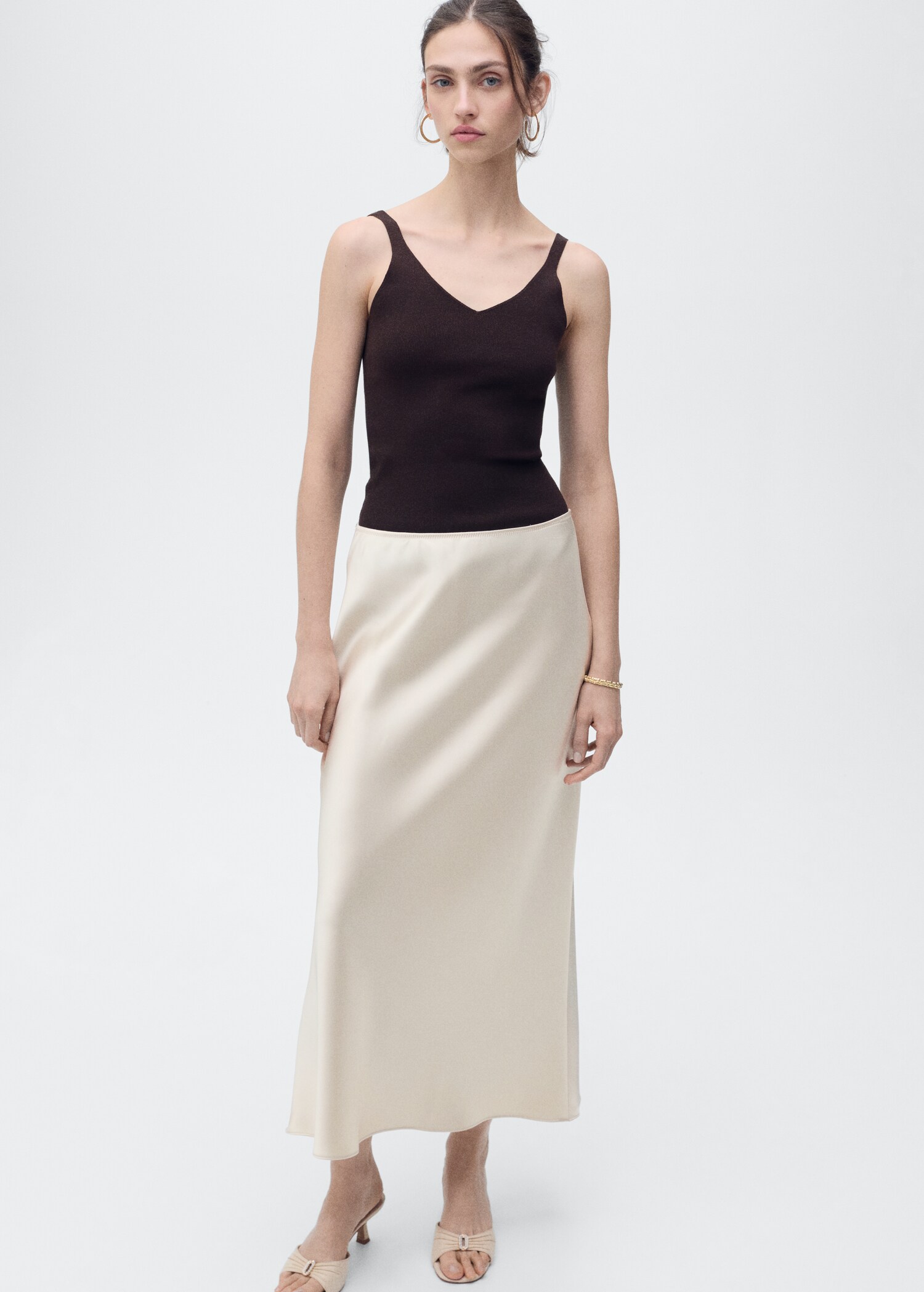 Midi satin skirt - Details of the article 2