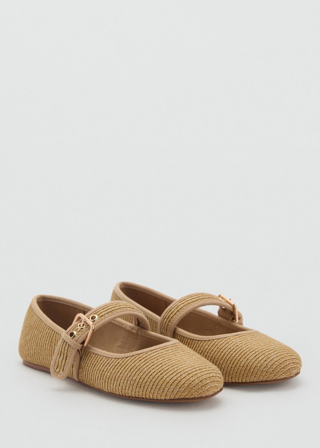 Cotton ballet flats with strap and buckle - image 3