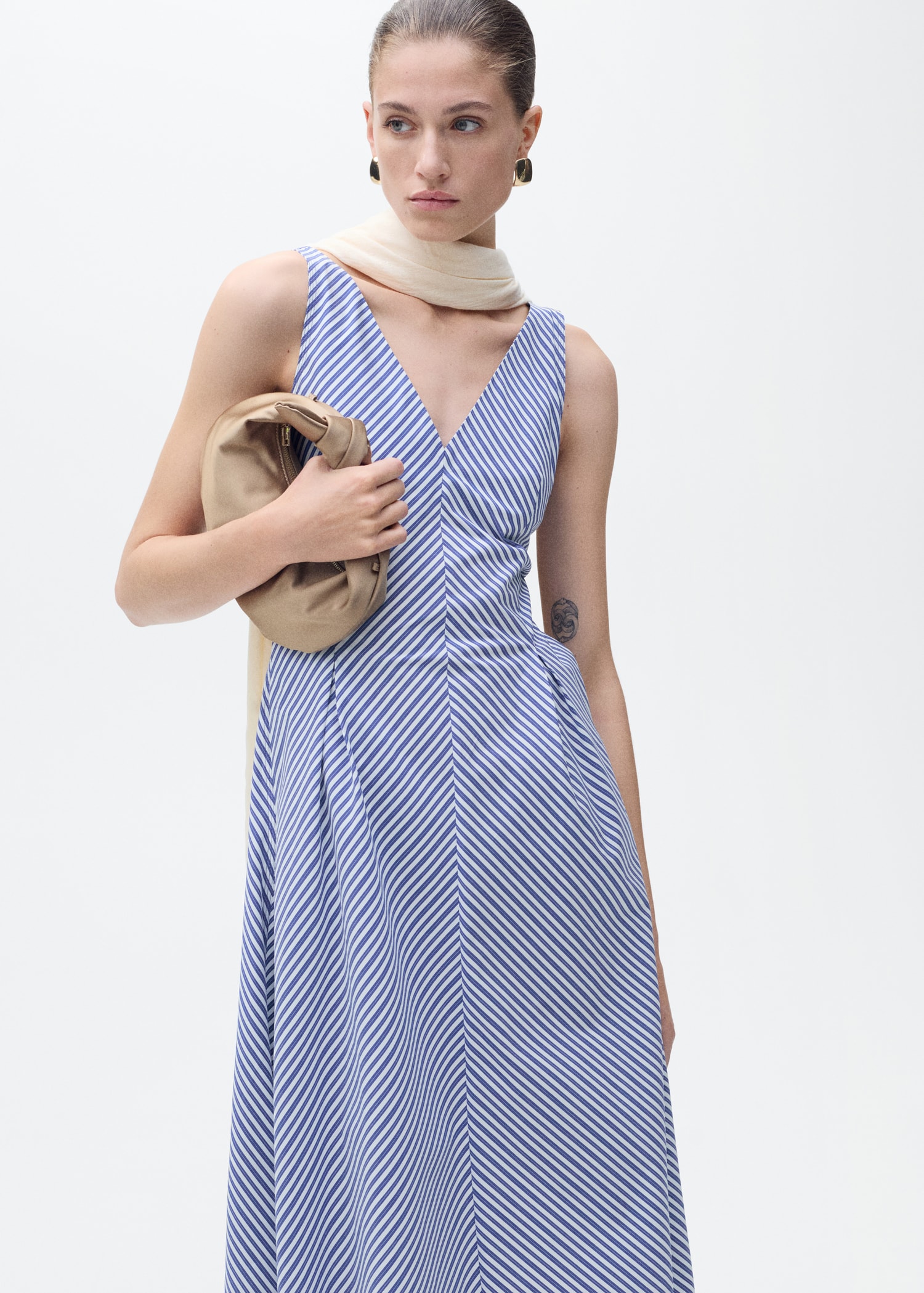 Striped flared midi-dress - Medium plane