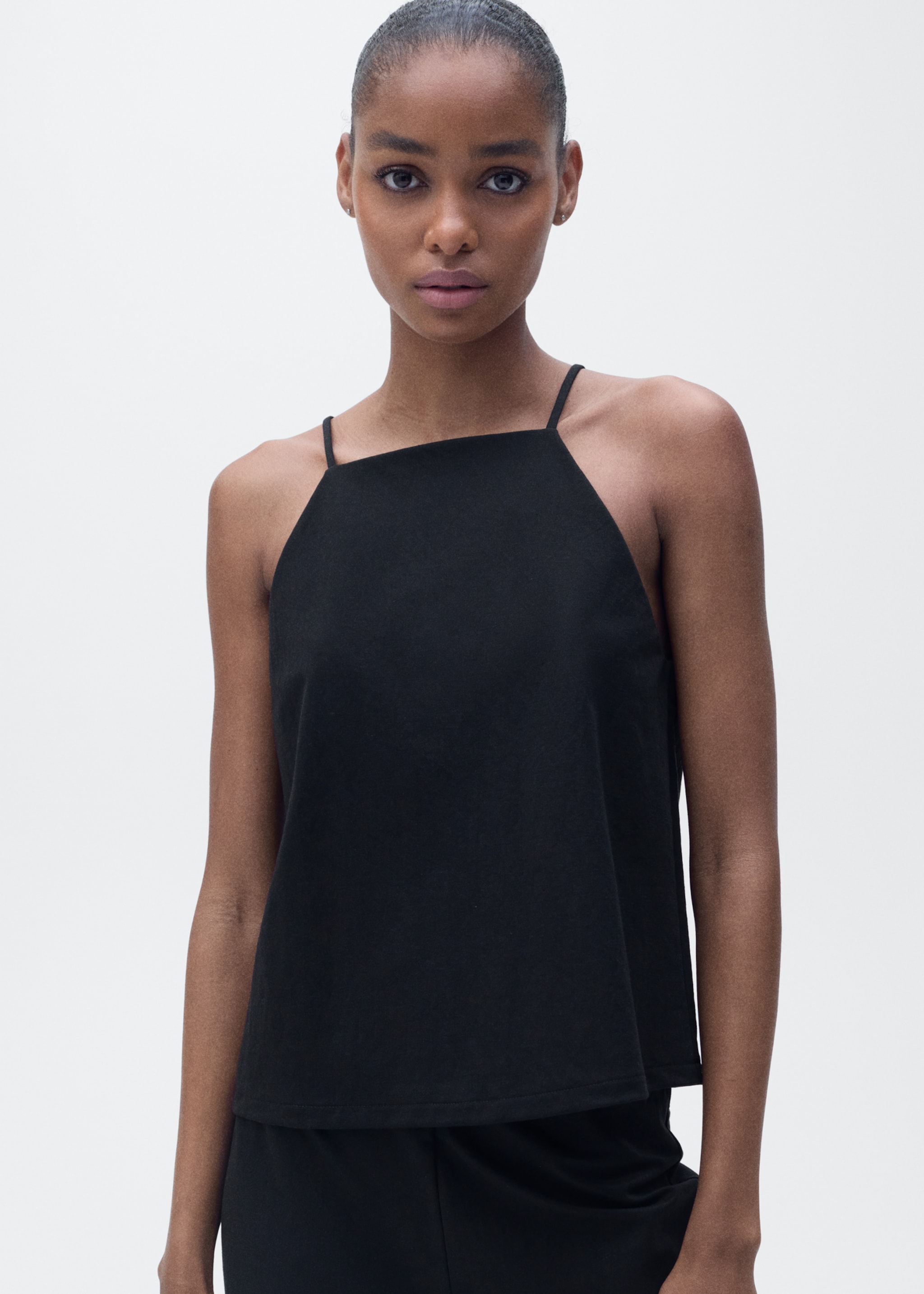 Top algodón cuello halter - Plano medio