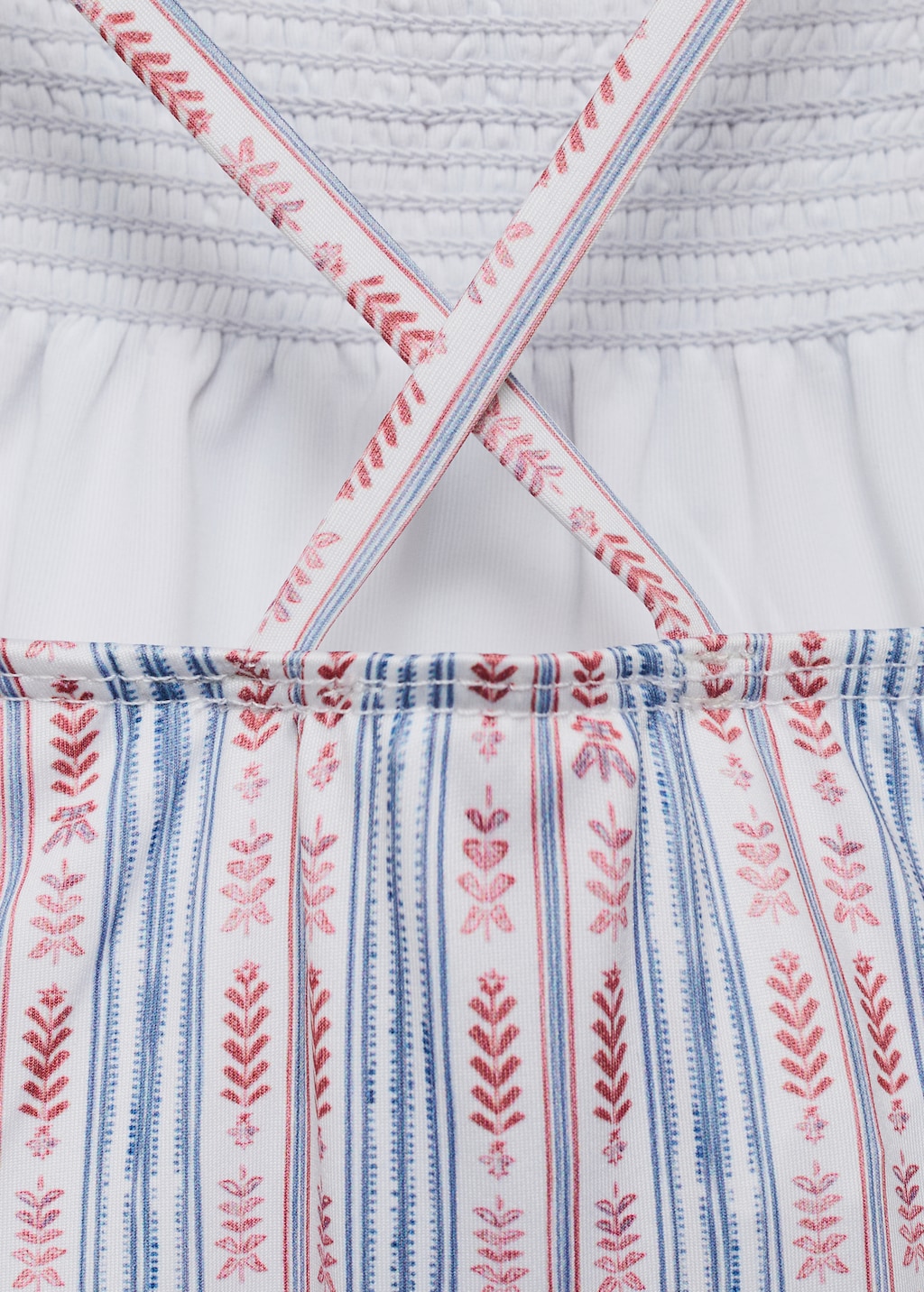 Striped ruffled swimming costume