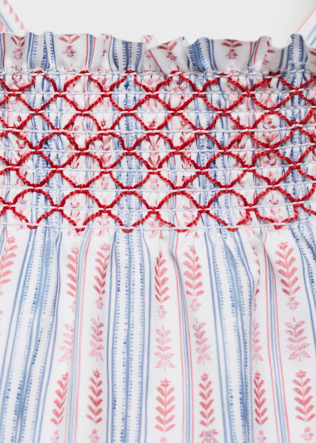 Striped ruffled swimming costume