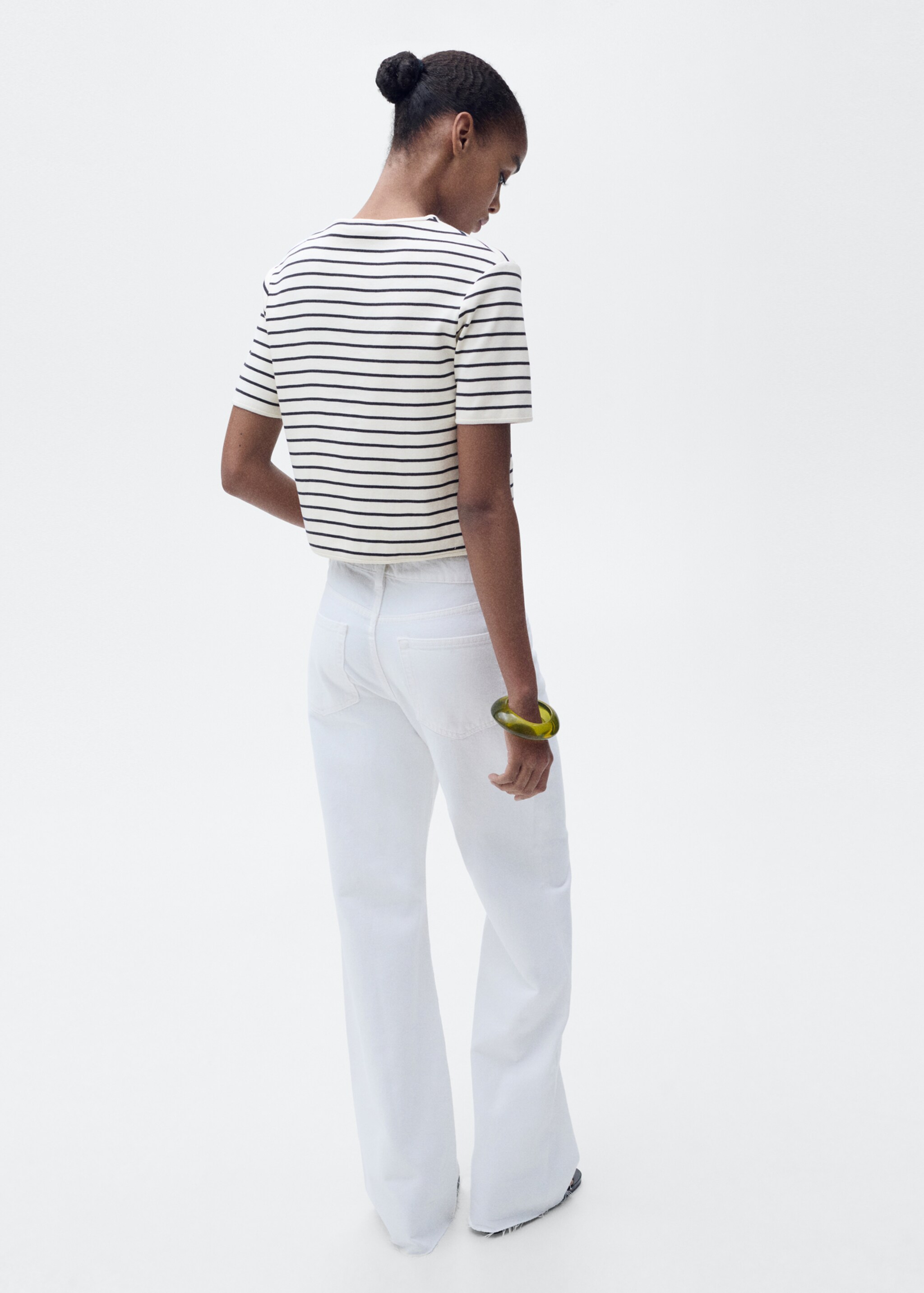 Short sleeve striped cardigan - Reverse of the article