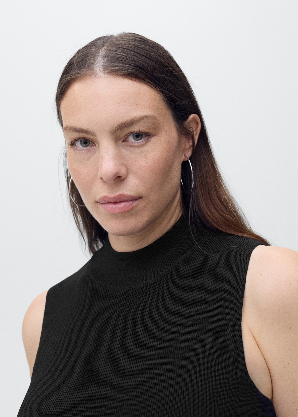 Perkins-neck knitted dress