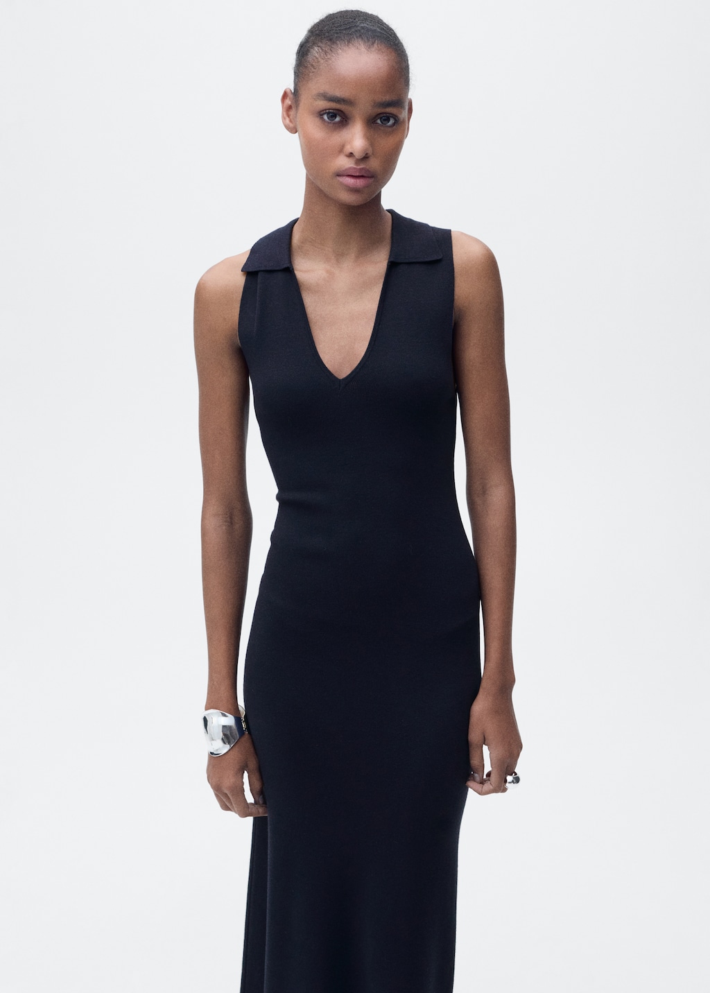Mango Knitted midi-dress with lapels