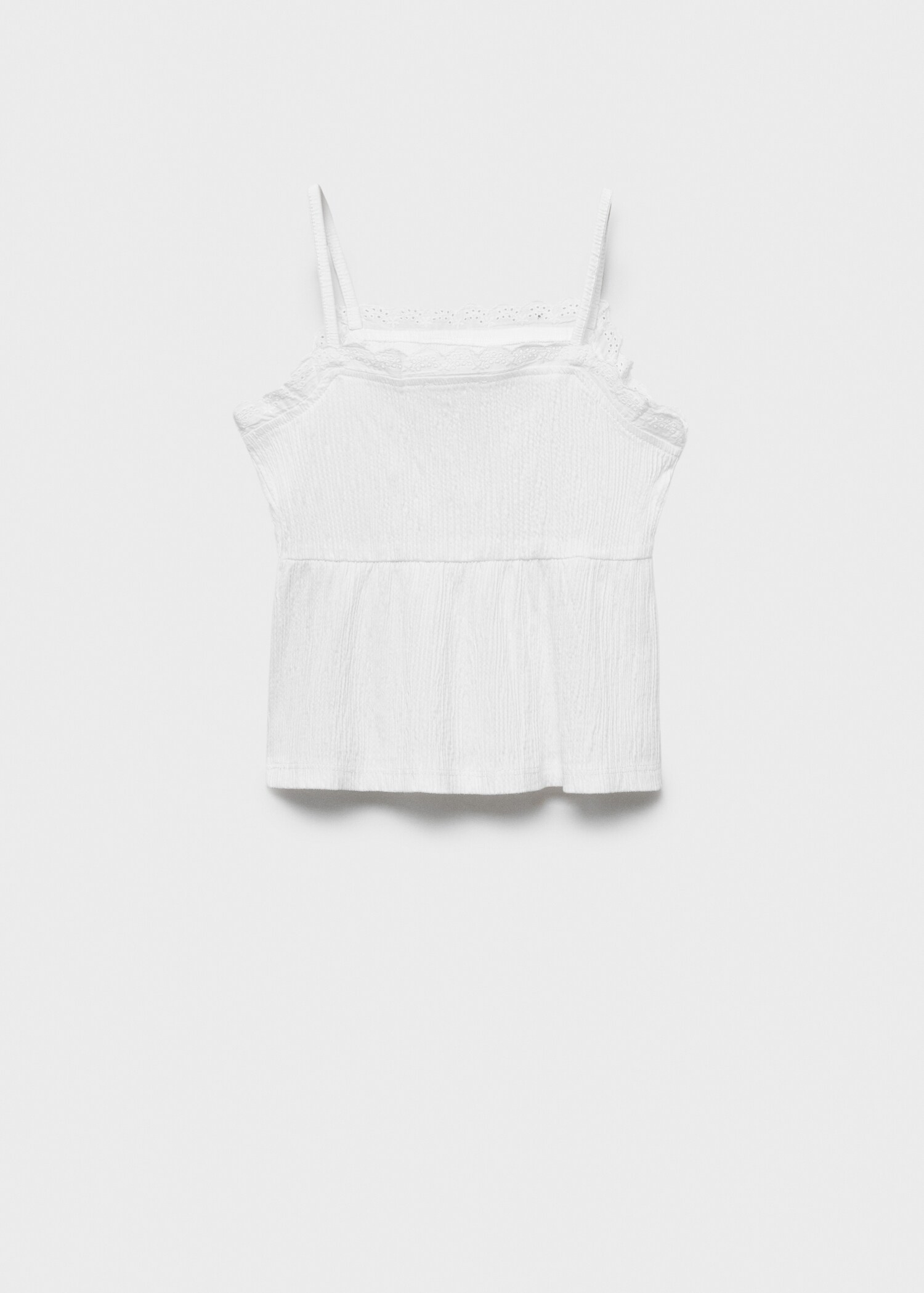 Top with Swiss embroidery detail - Reverse of the article