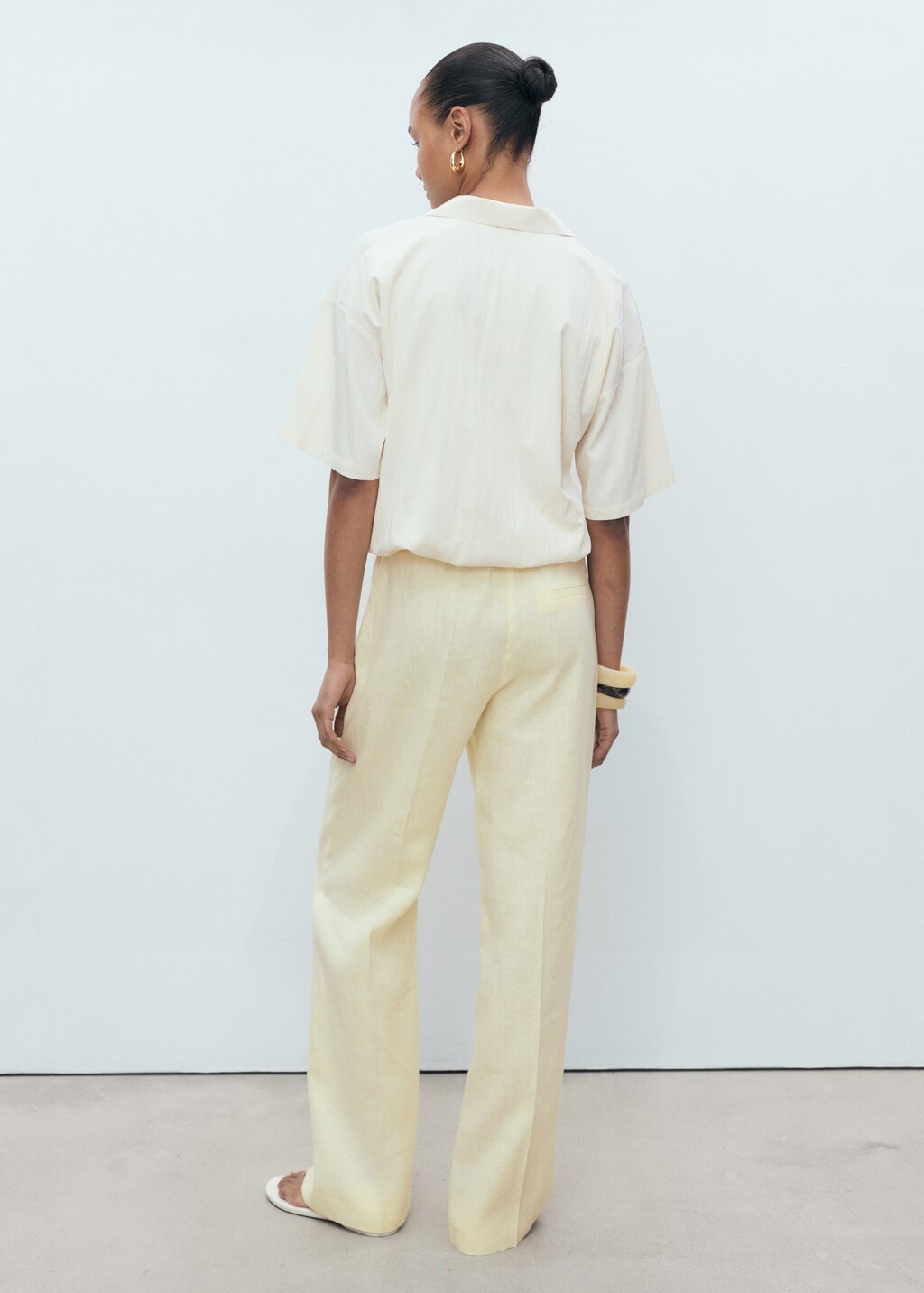 Straight-fit linen pants with bow - image 3