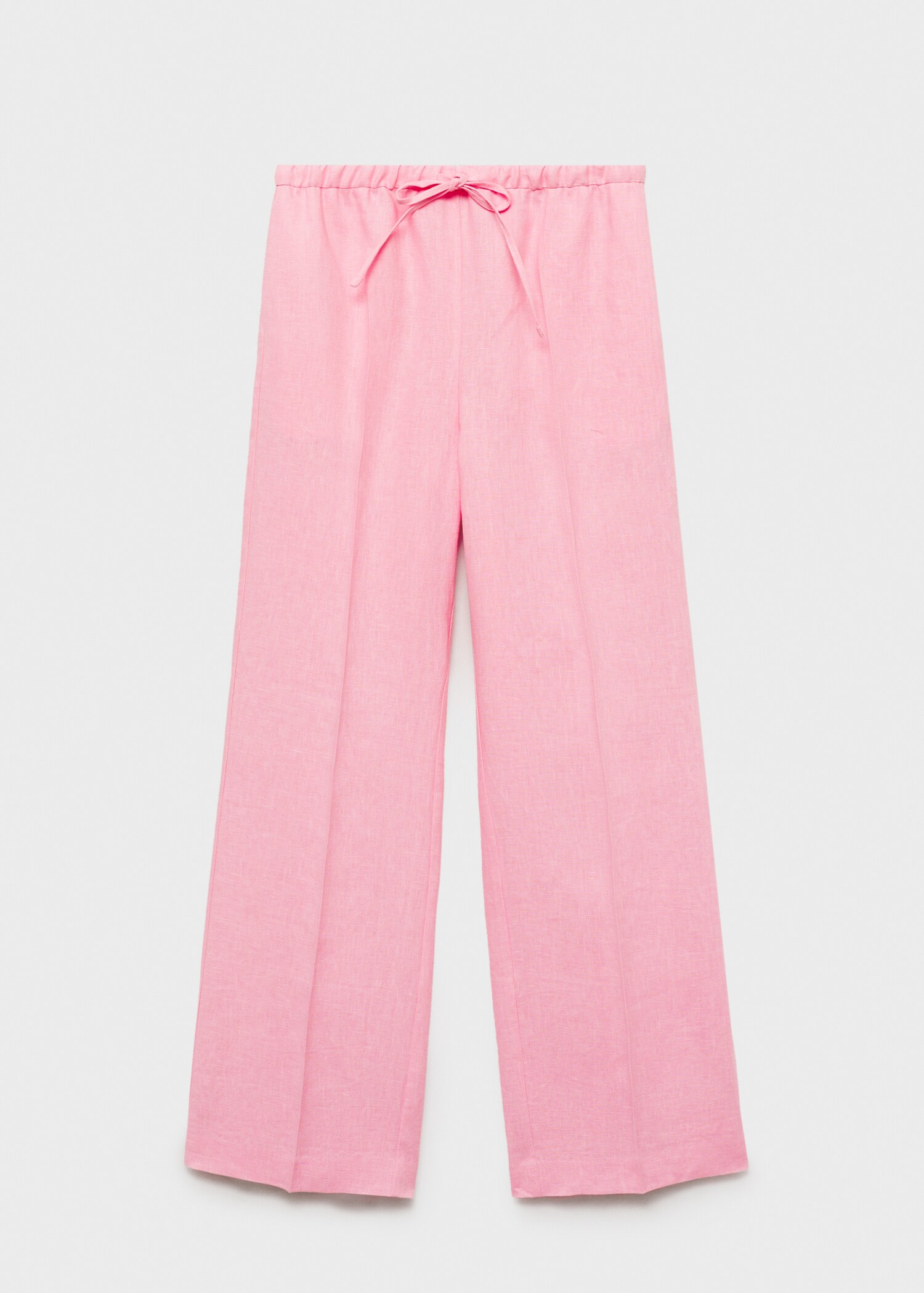 Straight-fit linen trousers with bow - Article without model