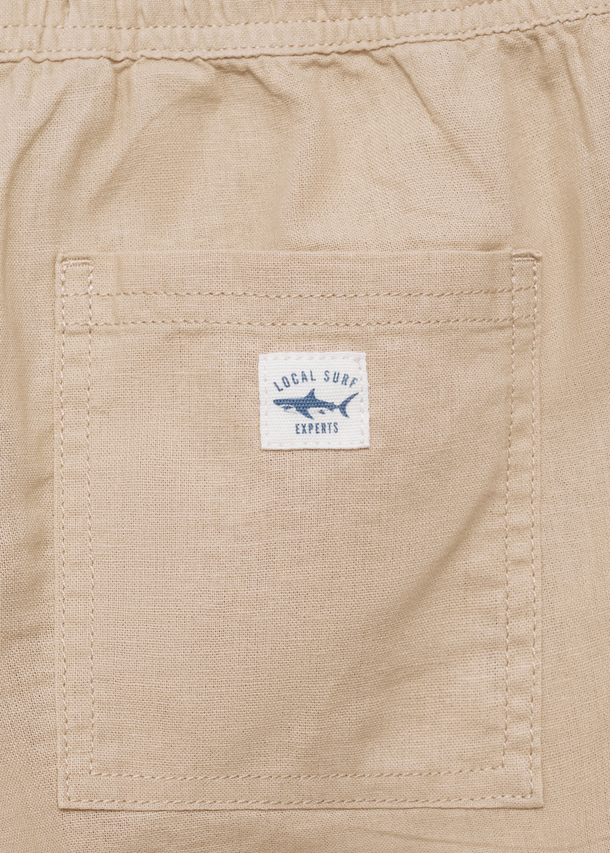 Linen-blend elastic waist pants - Details of the article 0