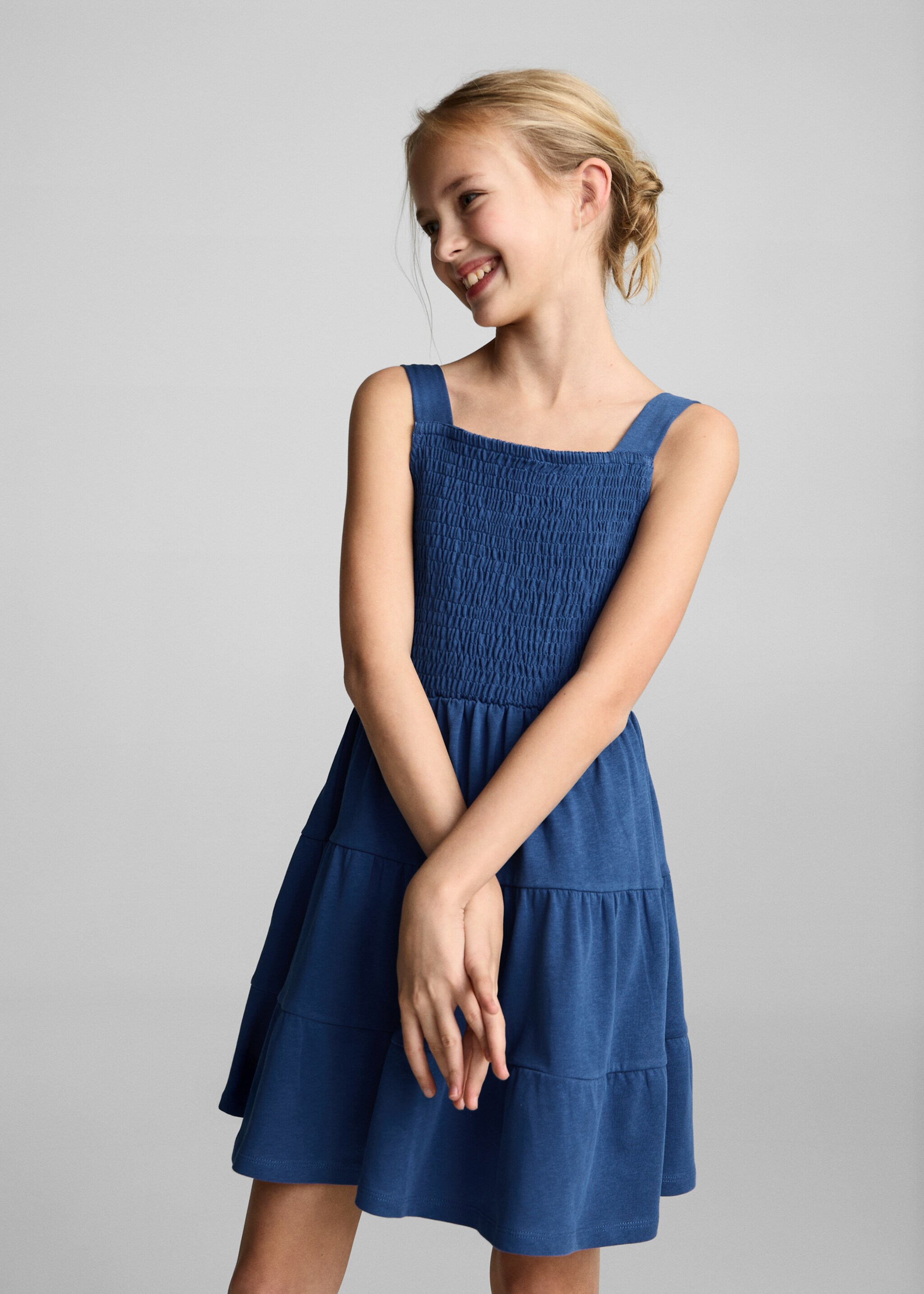 Vestido nido abeja algodón - Plano medio