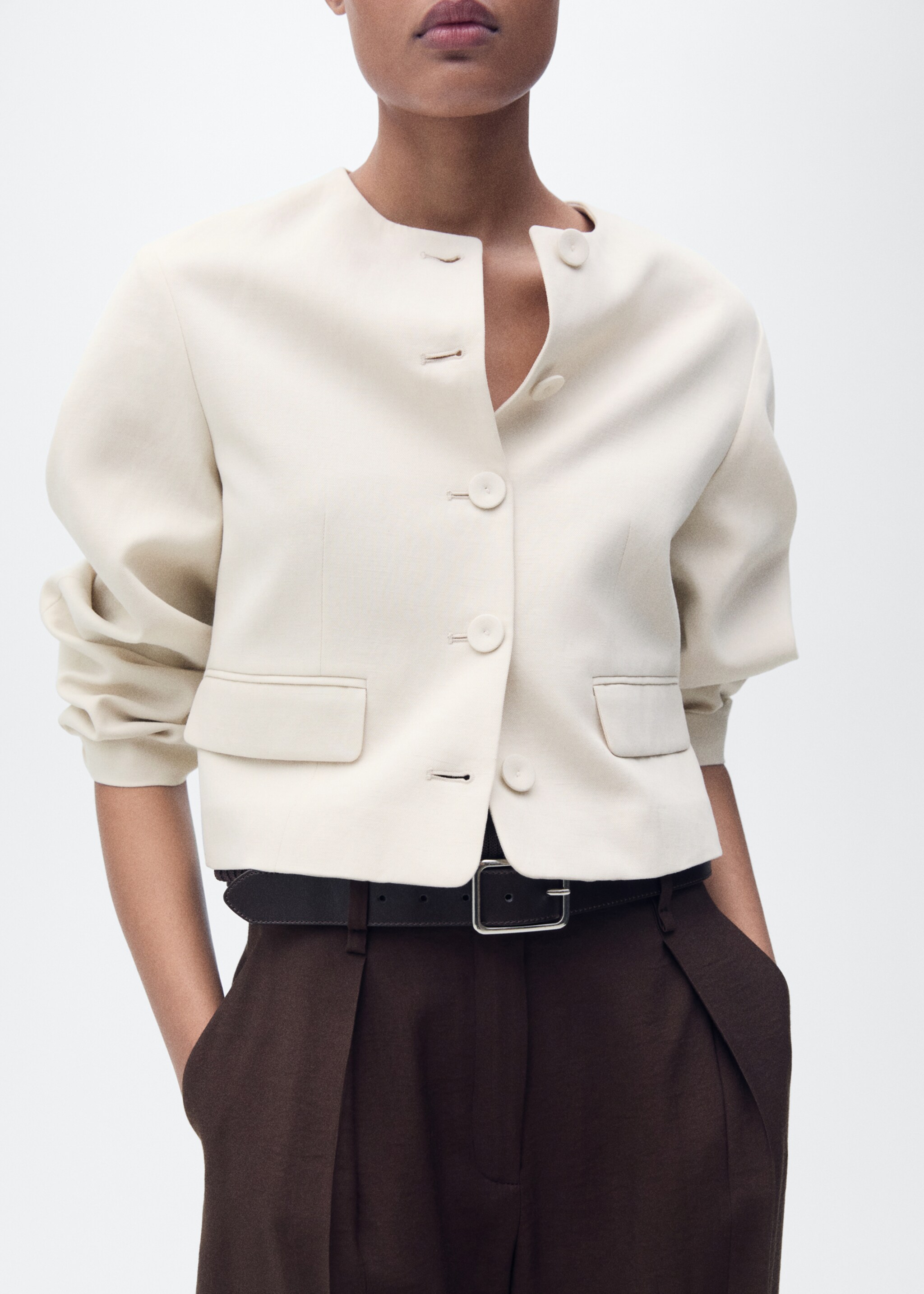 Linen-blend jacket with buttons - Details of the article 6