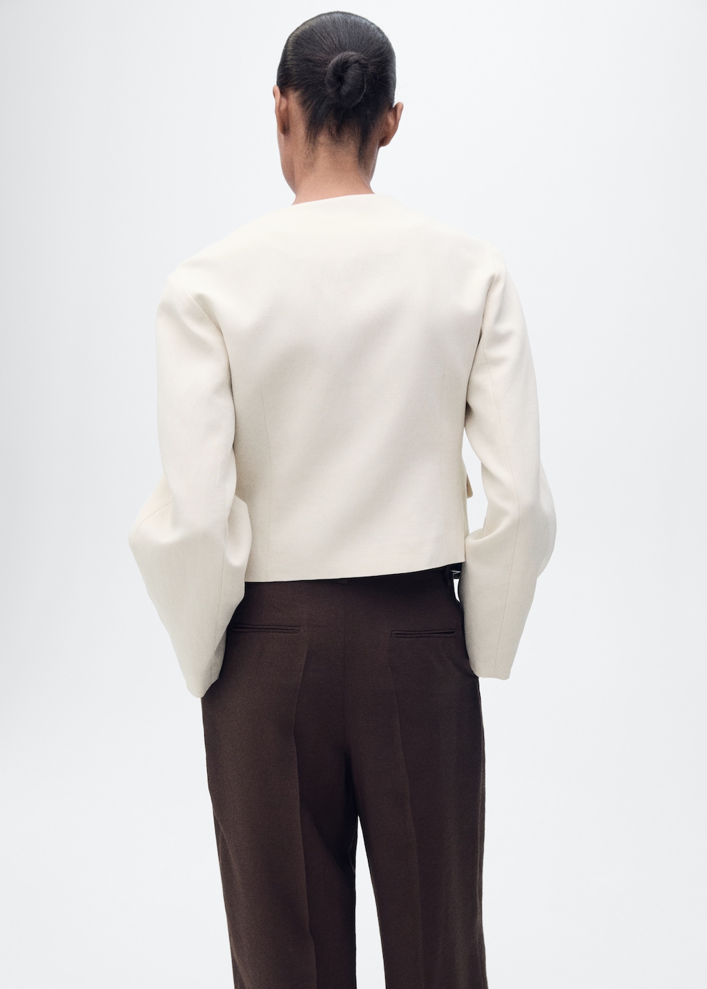Linen-blend jacket with buttons - image 3