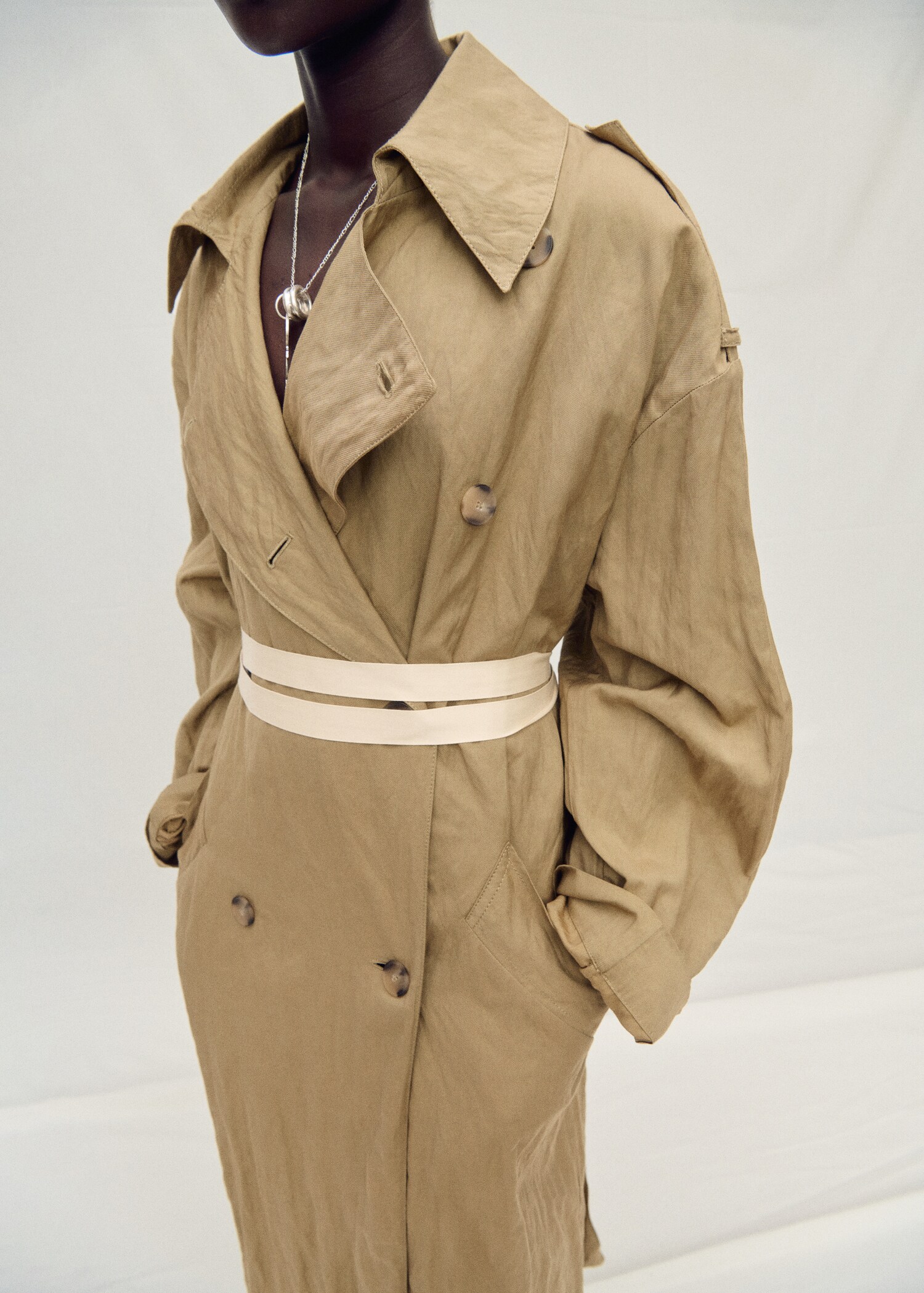 Oversized creased-effect trench coat - Medium plane