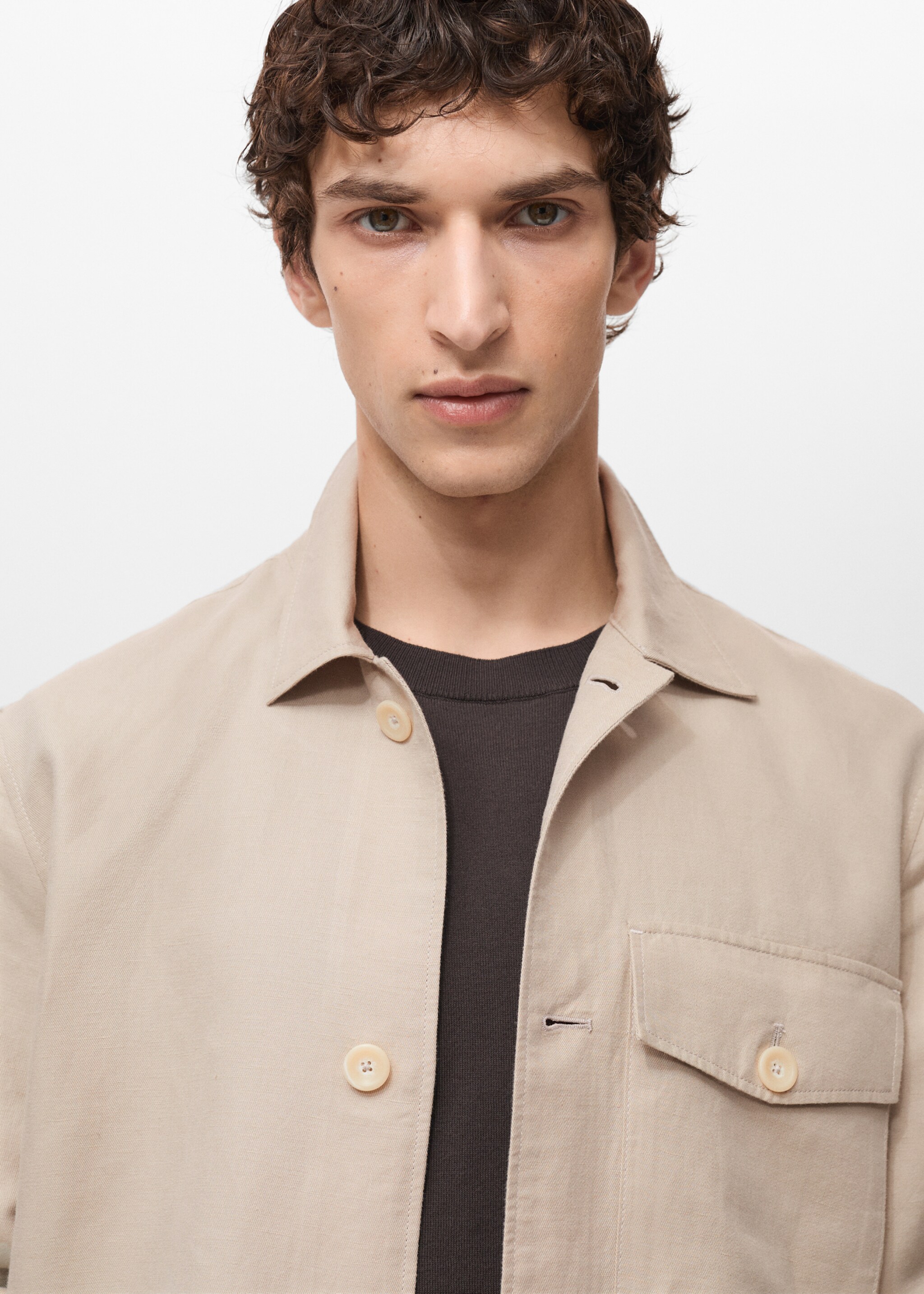 Straight-fit linen overshirt - Details of the article 1
