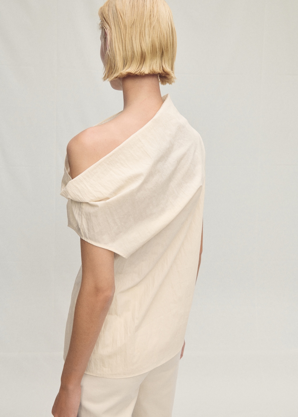 Cotton blouse with asymmetrical collar - Women | MANGO USA Cotton blouse with asymmetrical collar - Women | MANGO USA