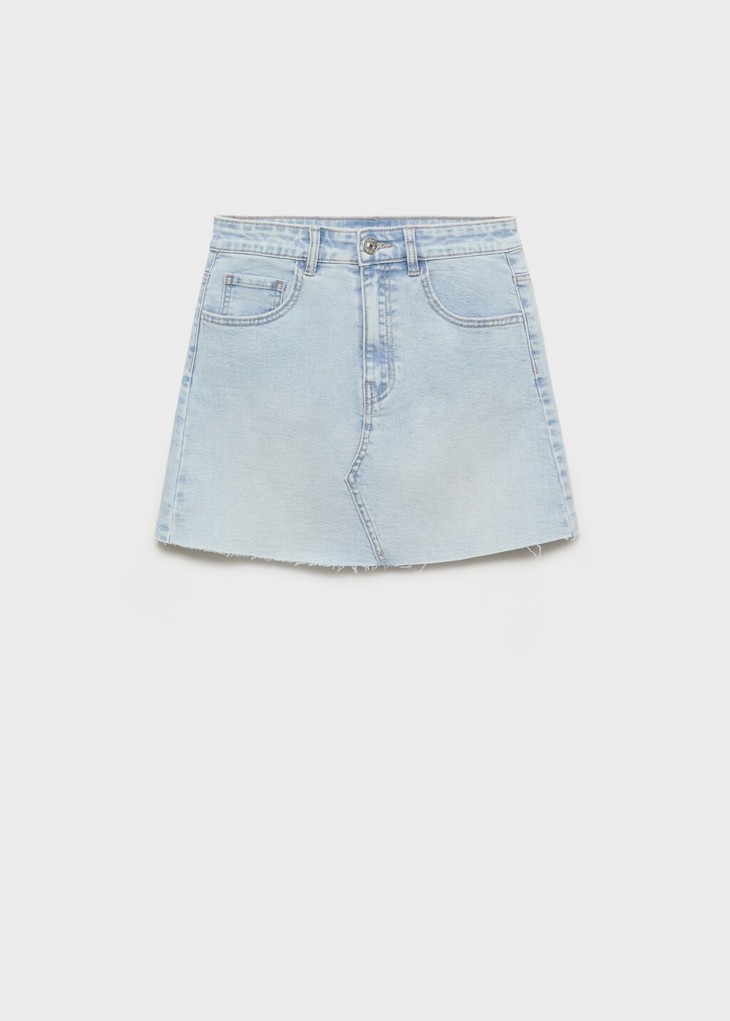 Denim miniskirt with frayed hem