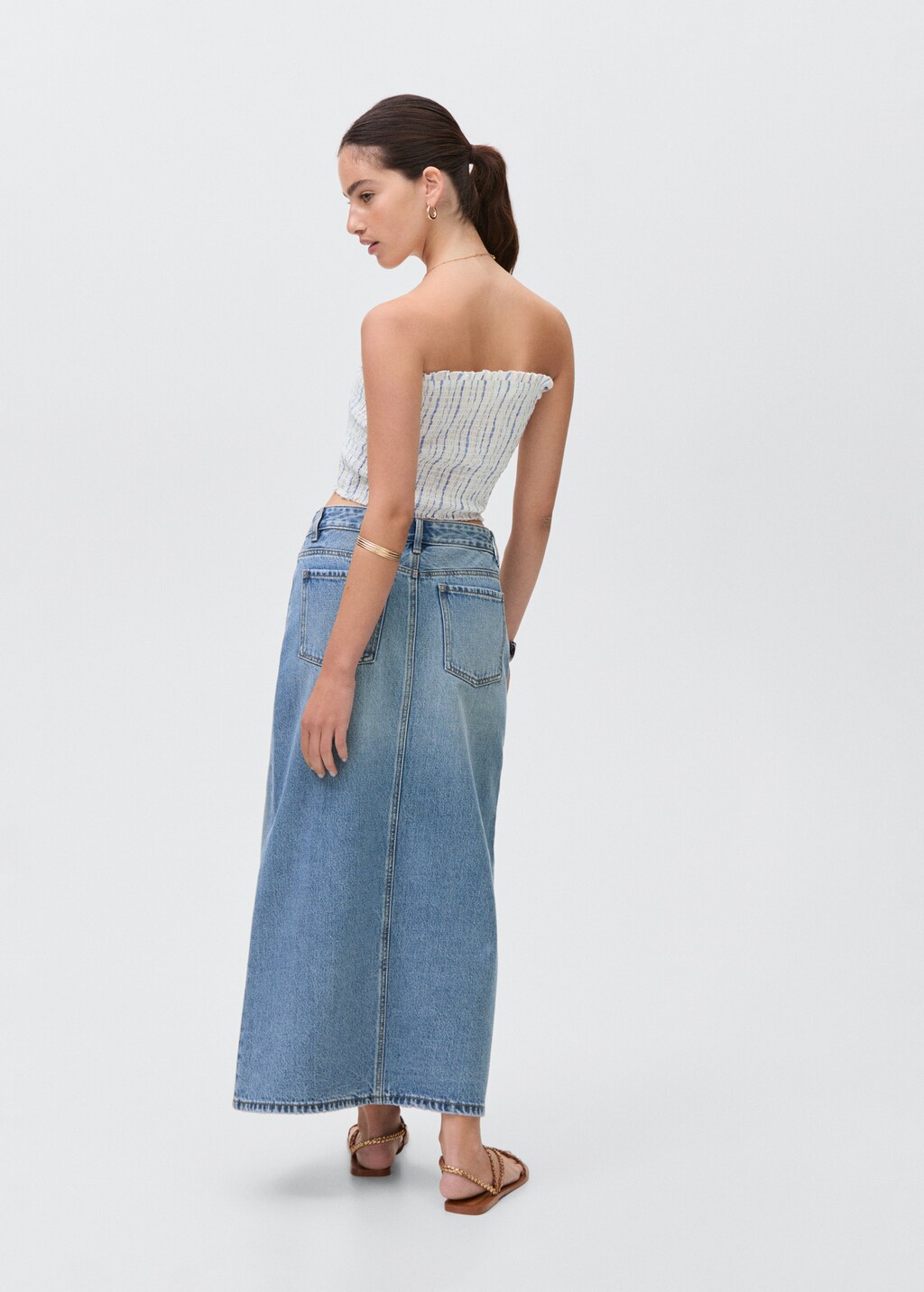 Long denim skirt