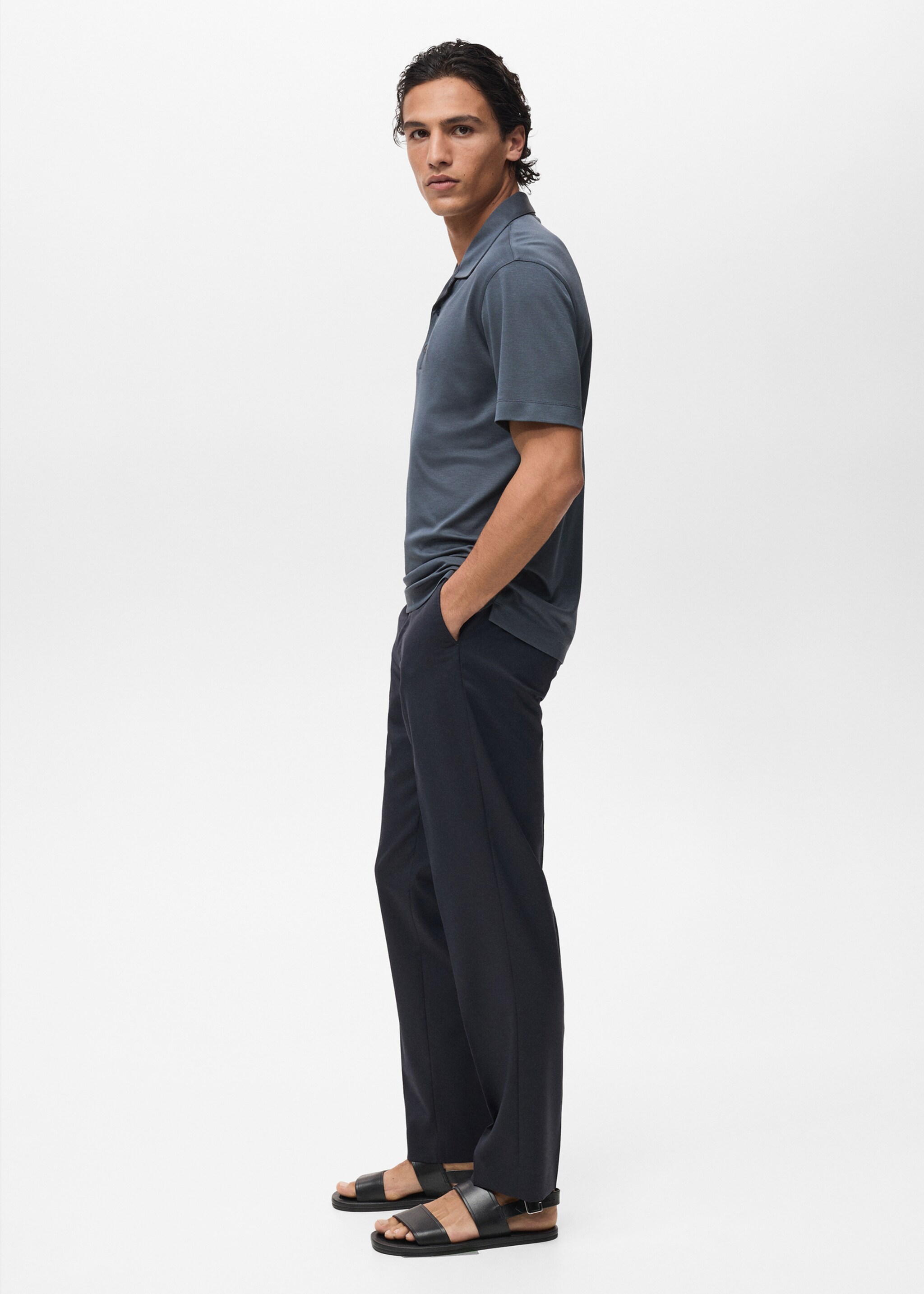 Lyocell polo shirt with bowling collar - Details of the article 2
